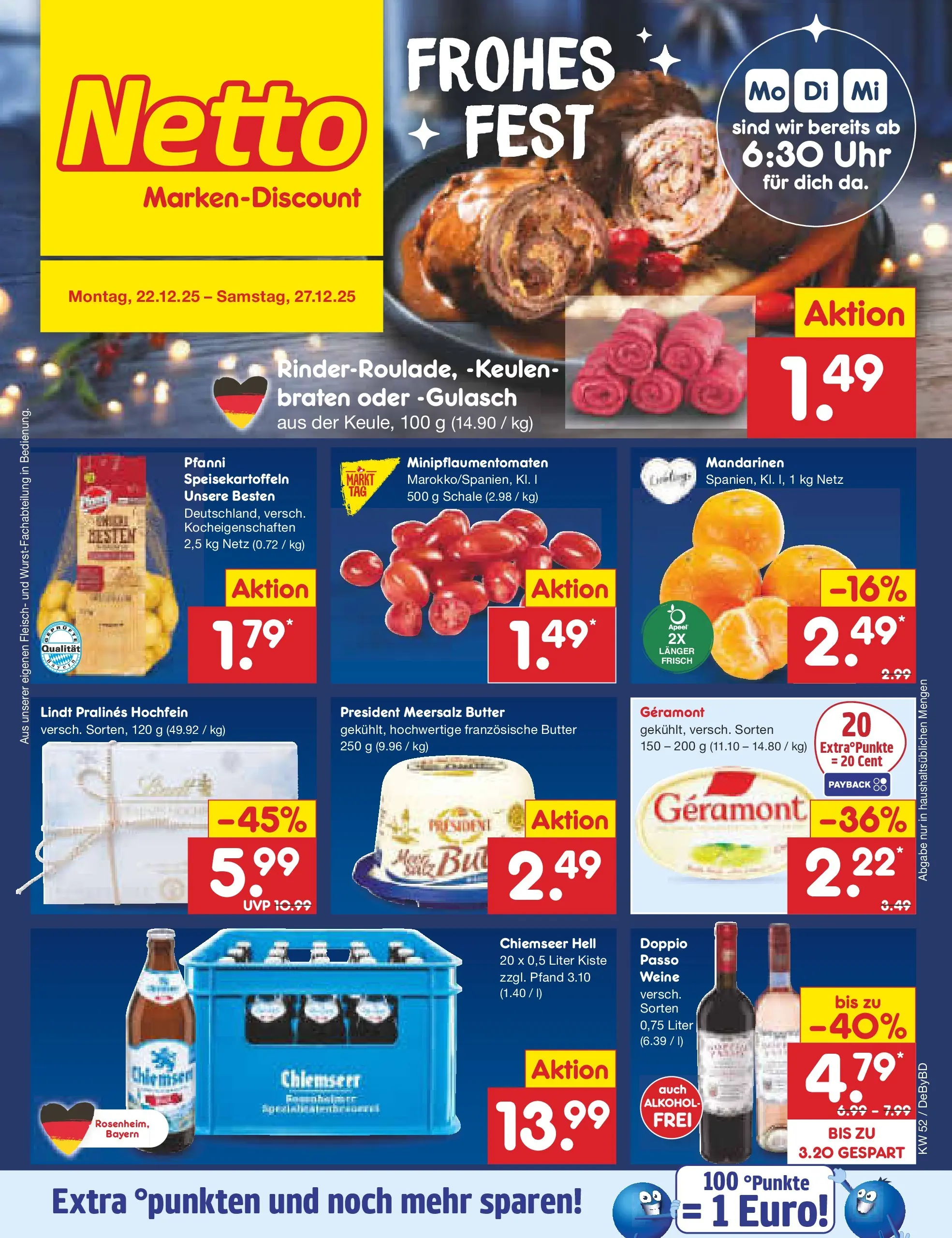 Netto Marken-Discount prospekt Buttenwiesen	 (ab 22.12.2025) » Angebote | Seite: 1 | Produkte: Mandarinen, Gulasch, Lindt, Fleisch