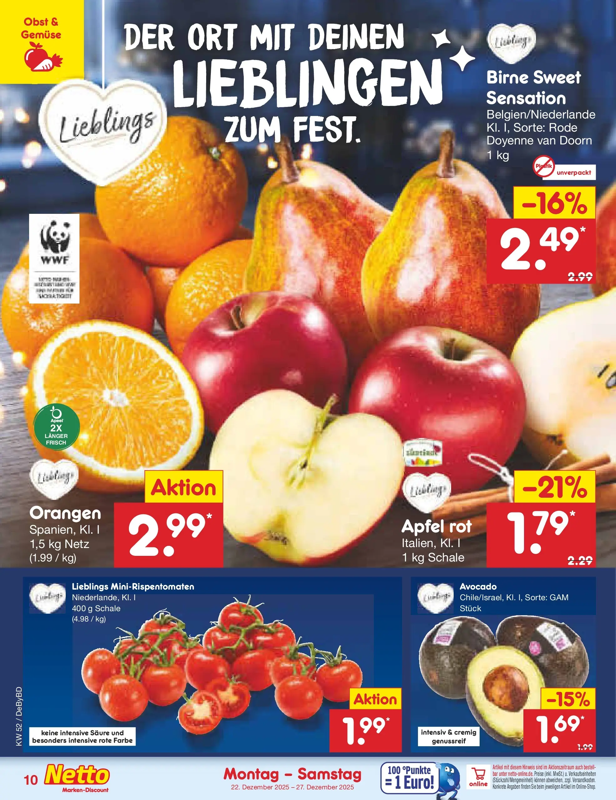 Netto Marken-Discount prospekt Buttenwiesen	 (ab 22.12.2025) » Angebote | Seite: 10 | Produkte: Äpfel, Orangen, Avocado, Obst