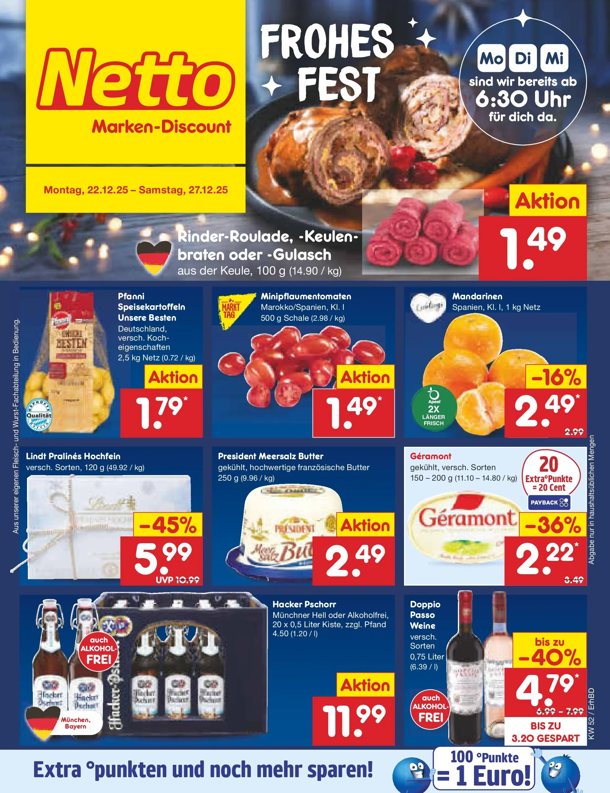 Netto Marken-Discount prospekt Ergolding	 (ab 22.12.2025) » Angebote | Seite: 1 | Produkte: Geramont, Butter, Gulasch, Lindt