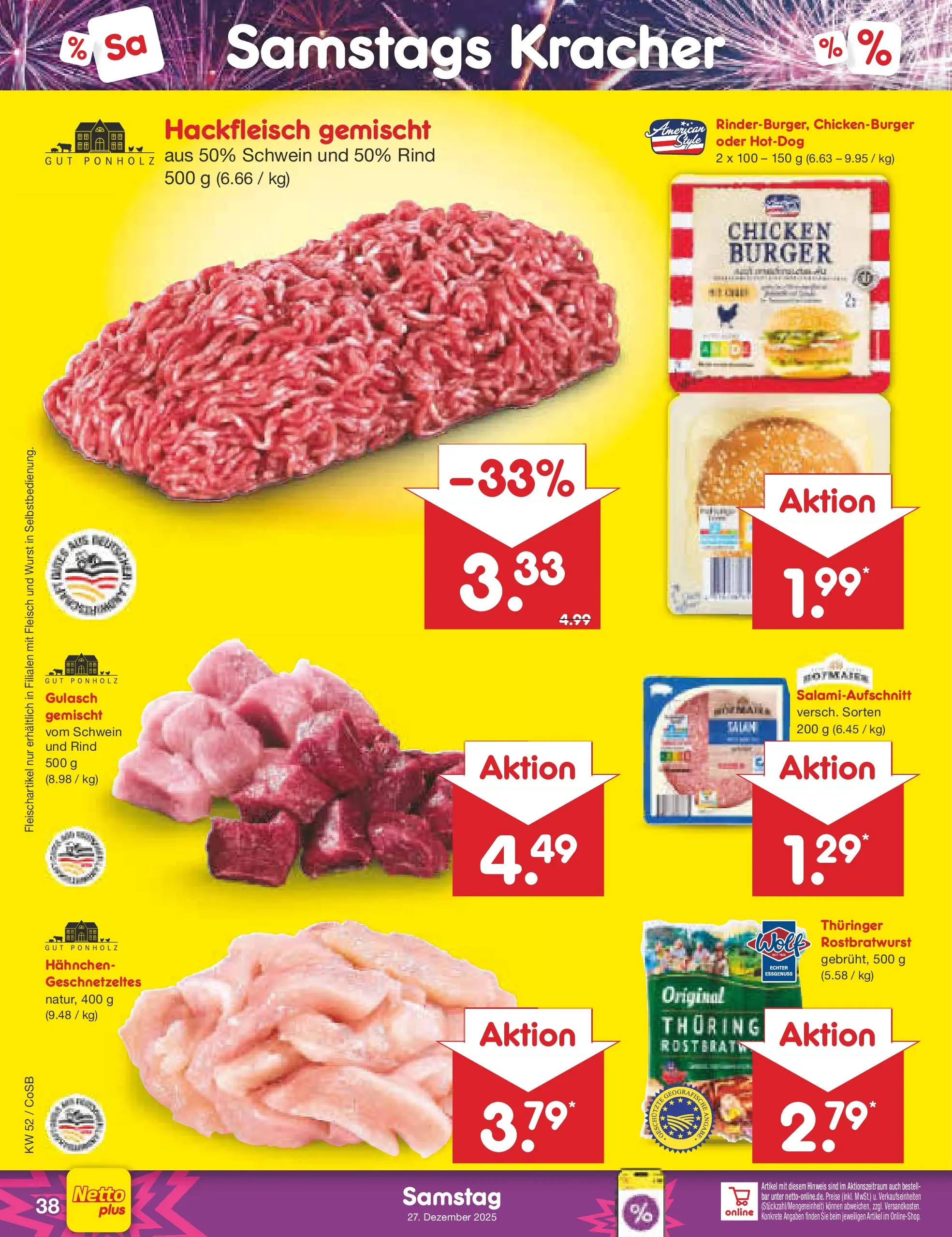 Netto Marken-Discount prospekt Bitterfeld-Wolfen	 (ab 22.12.2025) » Angebote | Seite: 42 | Produkte: Hahnchen, Wurst, Fleisch, Hackfleisch