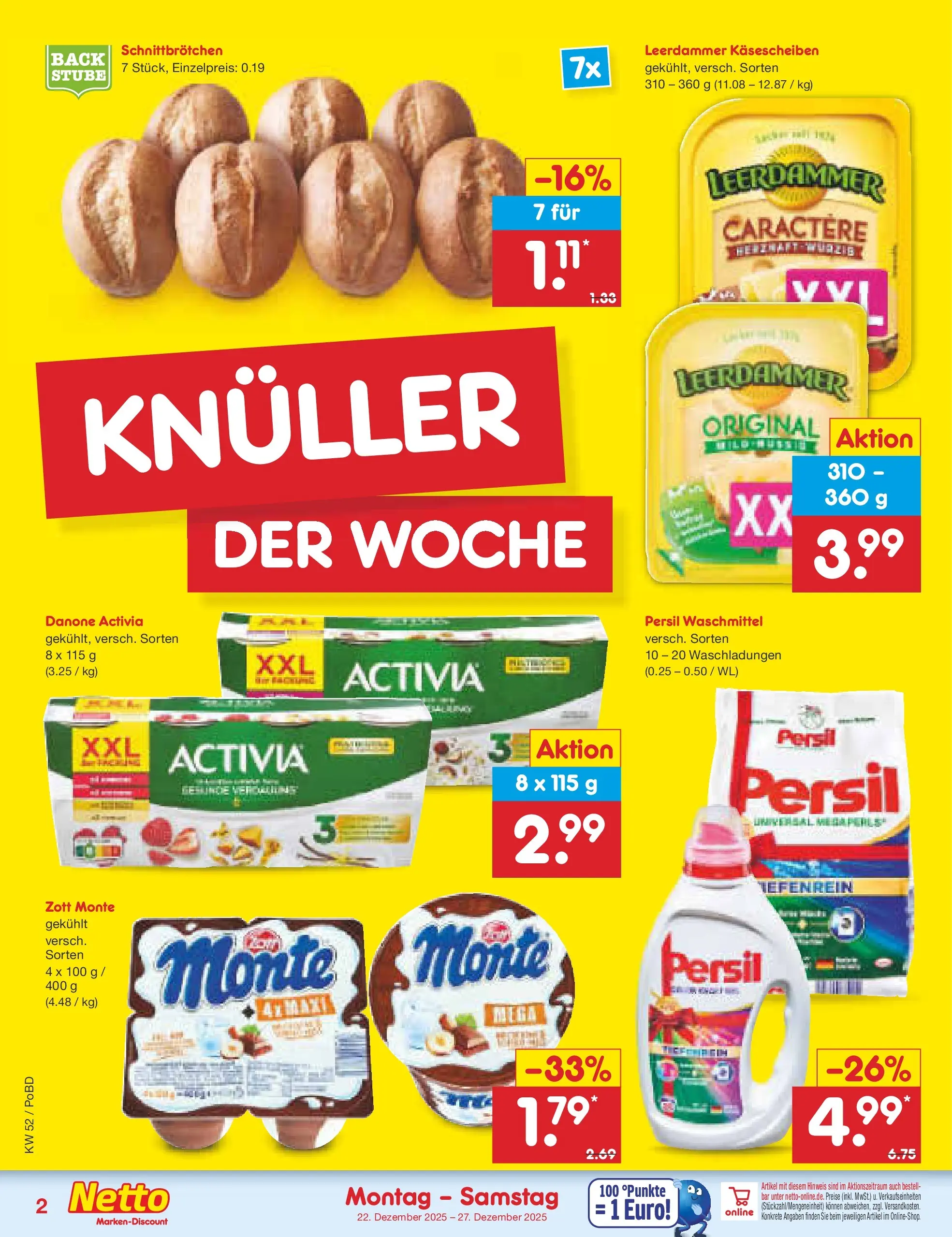 Netto Marken-Discount prospekt Selb	 (ab 22.12.2025) » Angebote | Seite: 2 | Produkte: Activia, Danone activia, Leerdammer, Persil