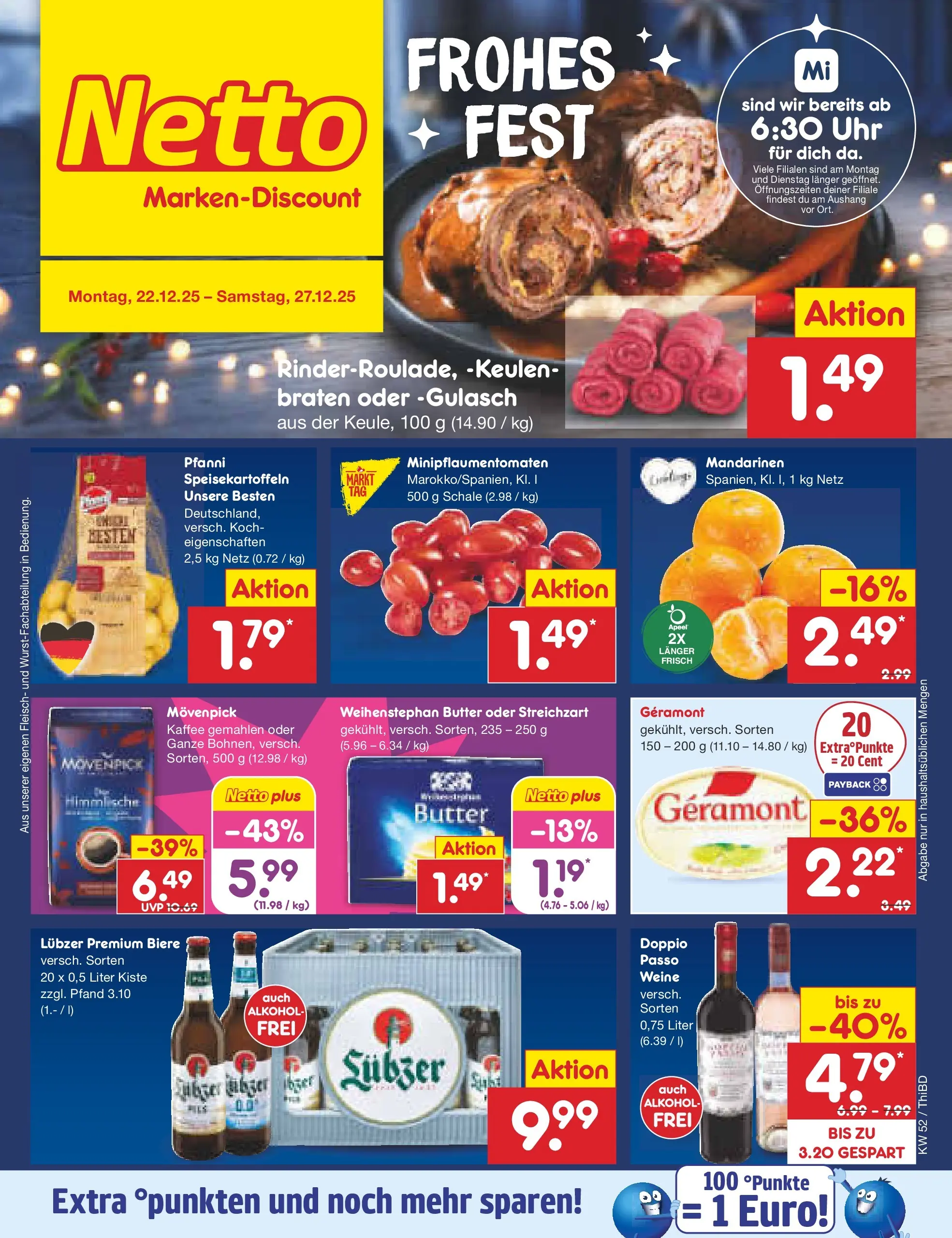 Netto Marken-Discount prospekt Thiendorf	 (ab 22.12.2025) » Angebote | Seite: 1 | Produkte: Mandarinen, Gulasch, Fleisch, Lubzer