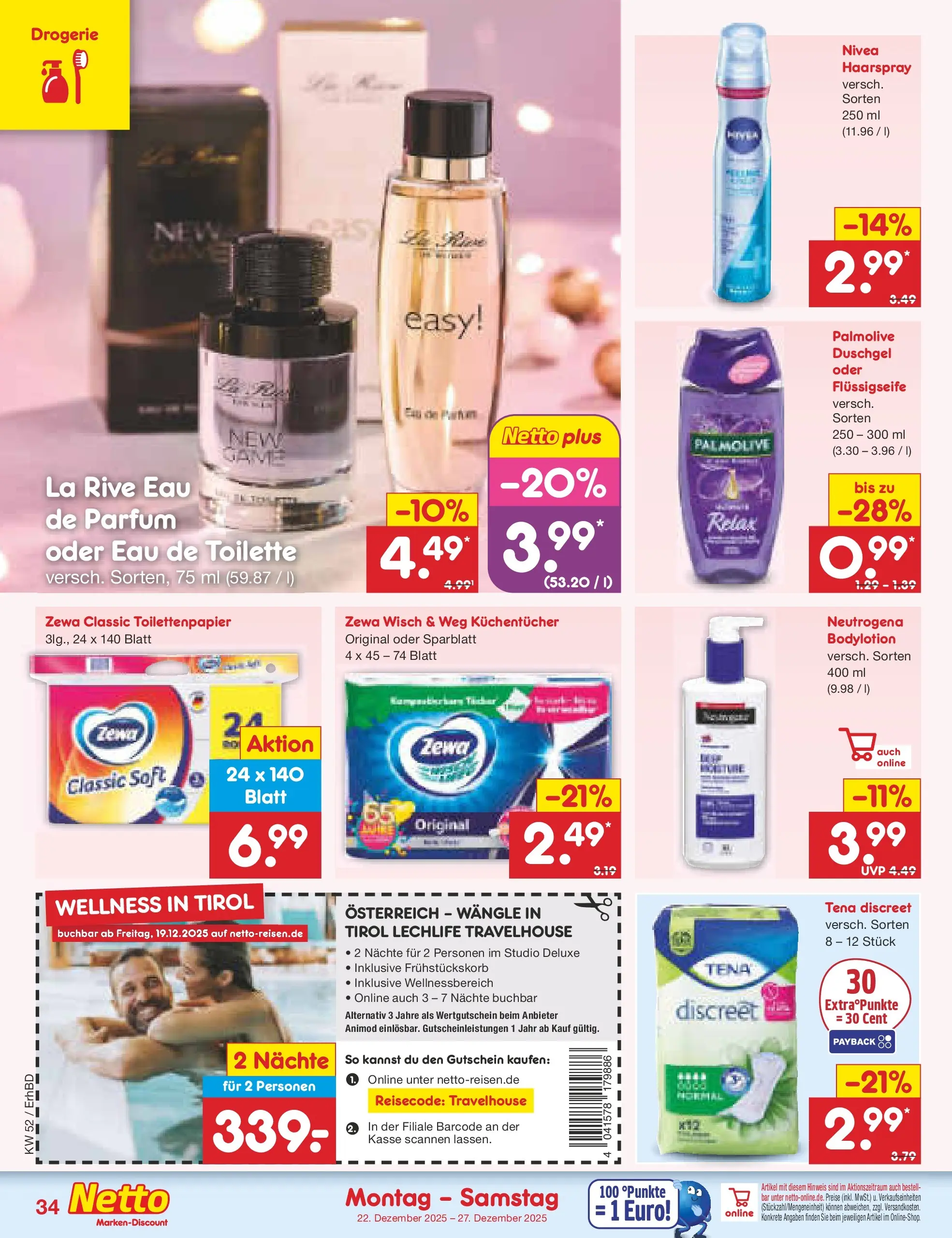 Netto Marken-Discount prospekt Ergolding	 (ab 22.12.2025) » Angebote | Seite: 38 | Produkte: Toilette, Parfüm, Eau de Toilette, Zewa