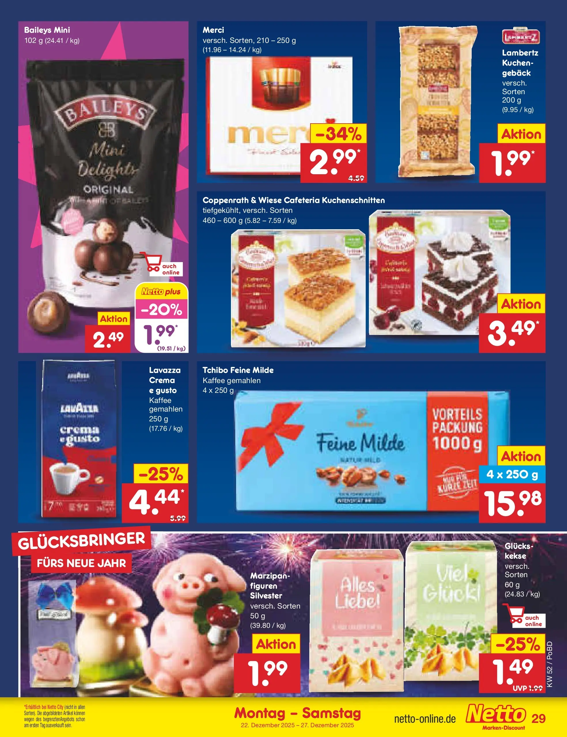 Netto Marken-Discount prospekt Selb	 (ab 22.12.2025) » Angebote | Seite: 29 | Produkte: Merci, Lavazza, Baileys, Kekse