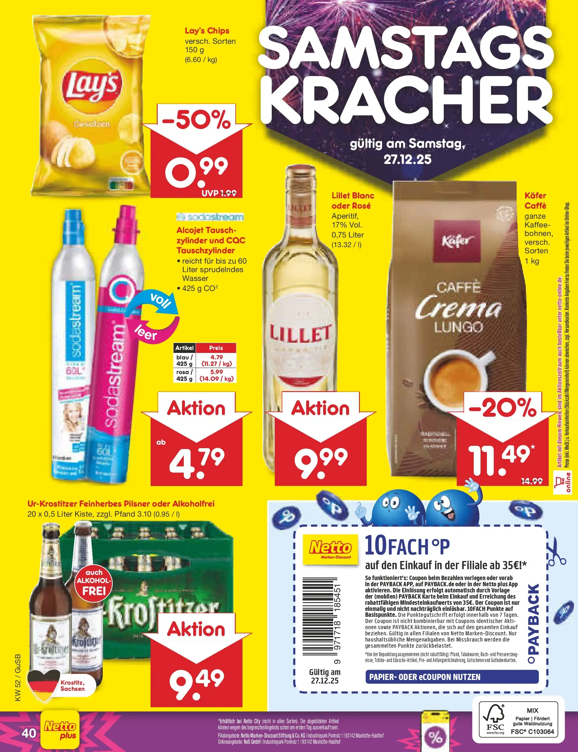 Netto Marken-Discount prospekt Machern	 (ab 22.12.2025) » Angebote | Seite: 44 | Produkte: Kaffee, Wasser, Chips, Sodastream