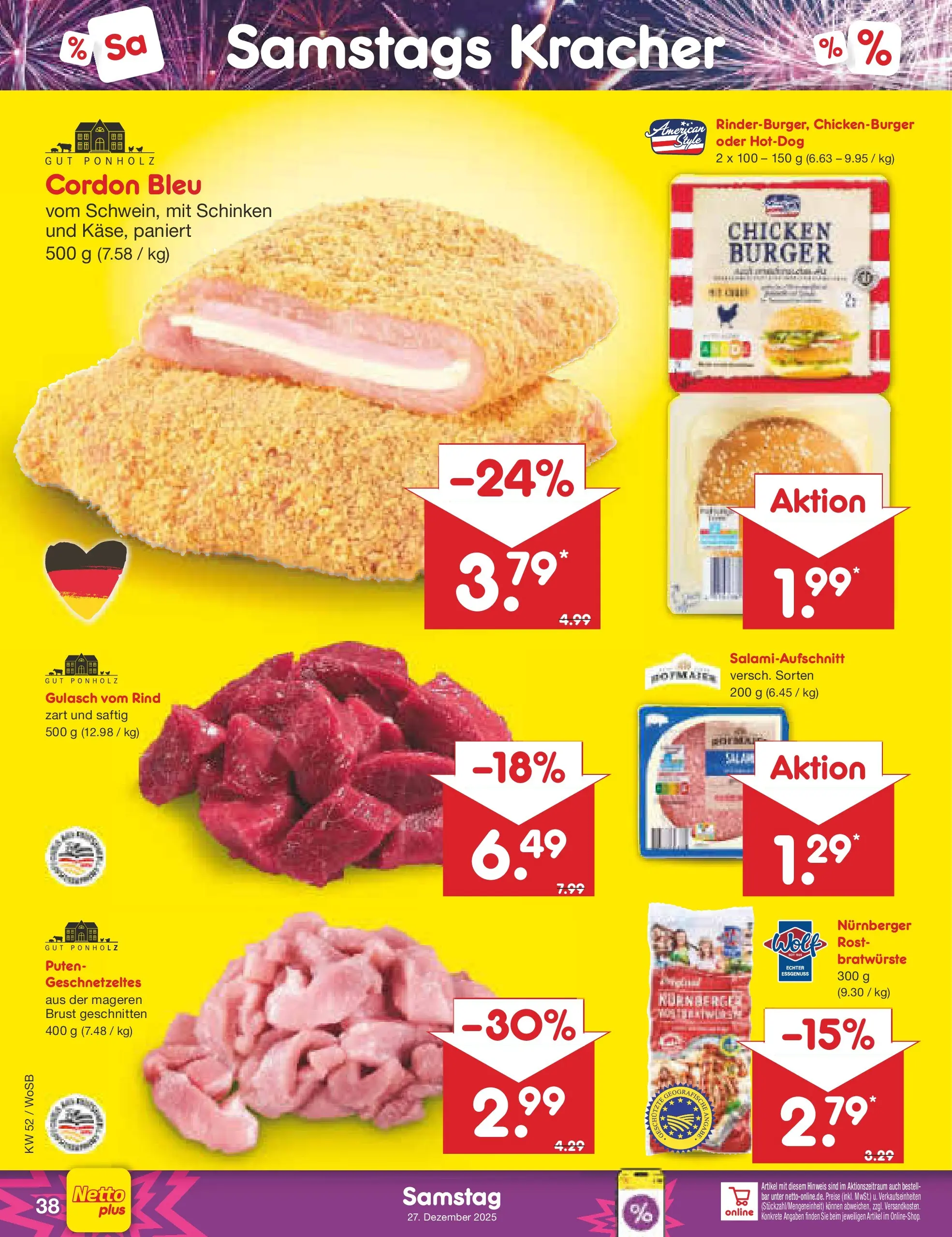 Netto Marken-Discount prospekt Mannheim	 (ab 22.12.2025) » Angebote | Seite: 42 | Produkte: Burger, Gulasch, Schinken