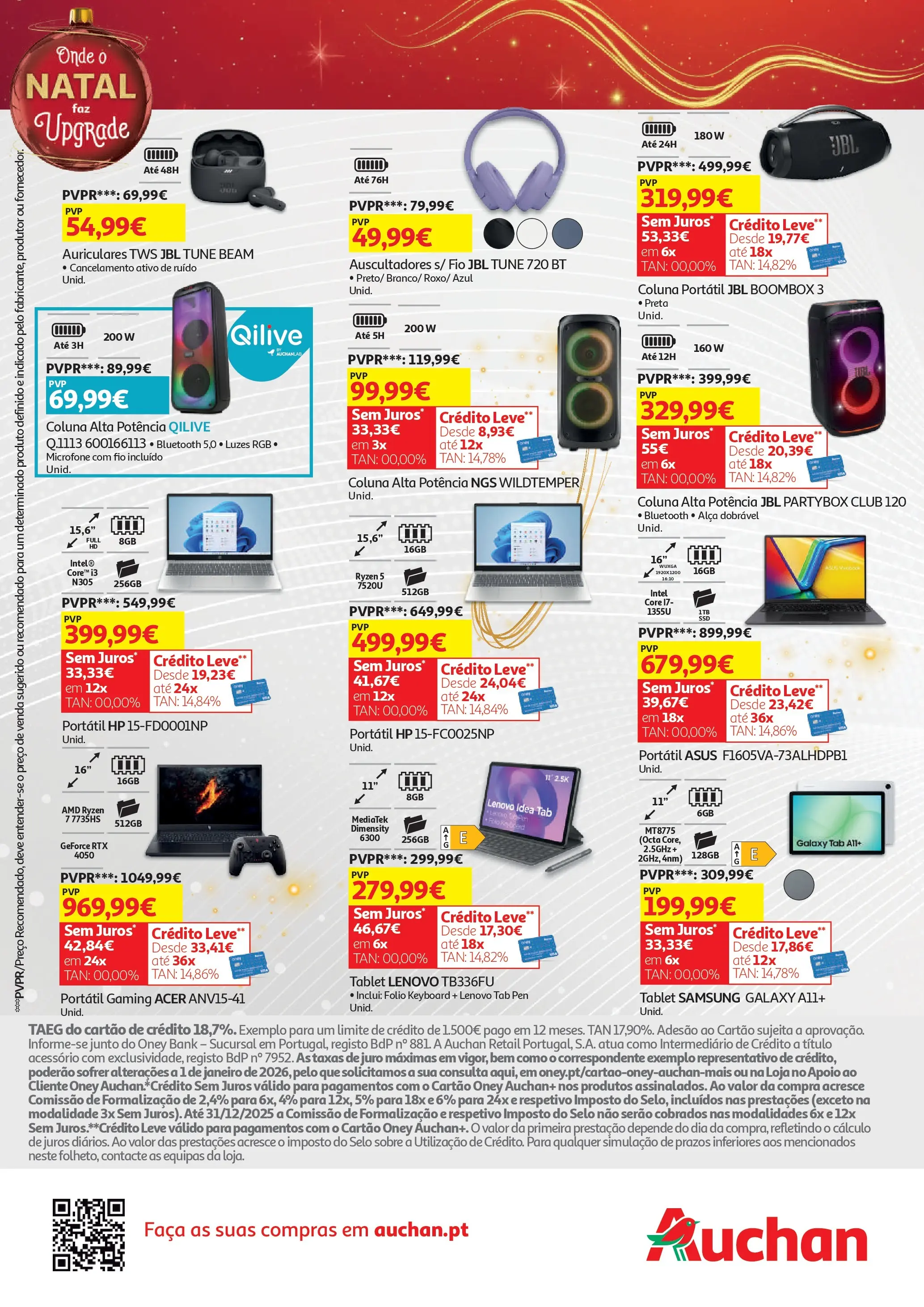 Auchan - Onde o Natal faz upgrade » de 17/12/2025 - 01/01/2026 | Página: 4 | Produtos: Faca, Microfone, Tablet