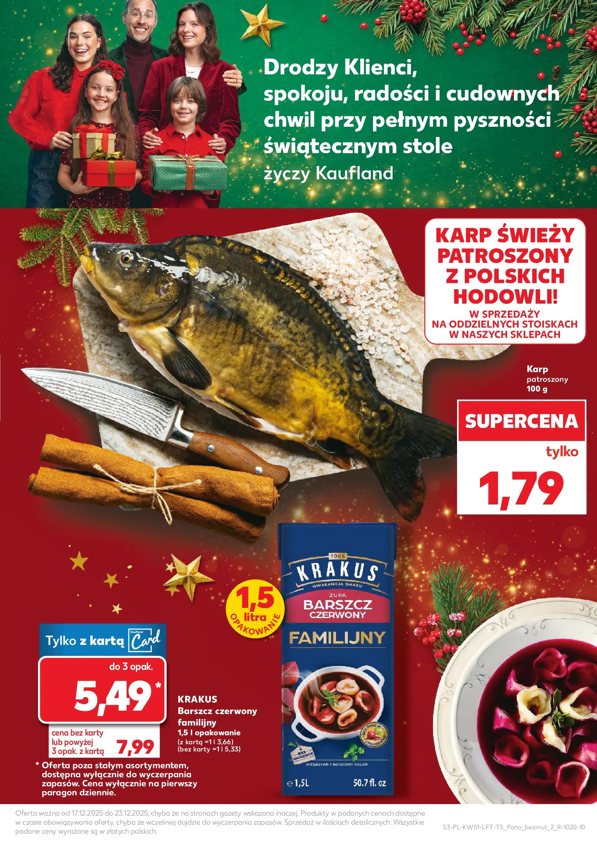 Kaufland gazetka od 17.12.2025 | Boże Narodzenie 🎄🎁 | Strona: 3 | Produkty: Barszcz, Karta, Karp, Zupa