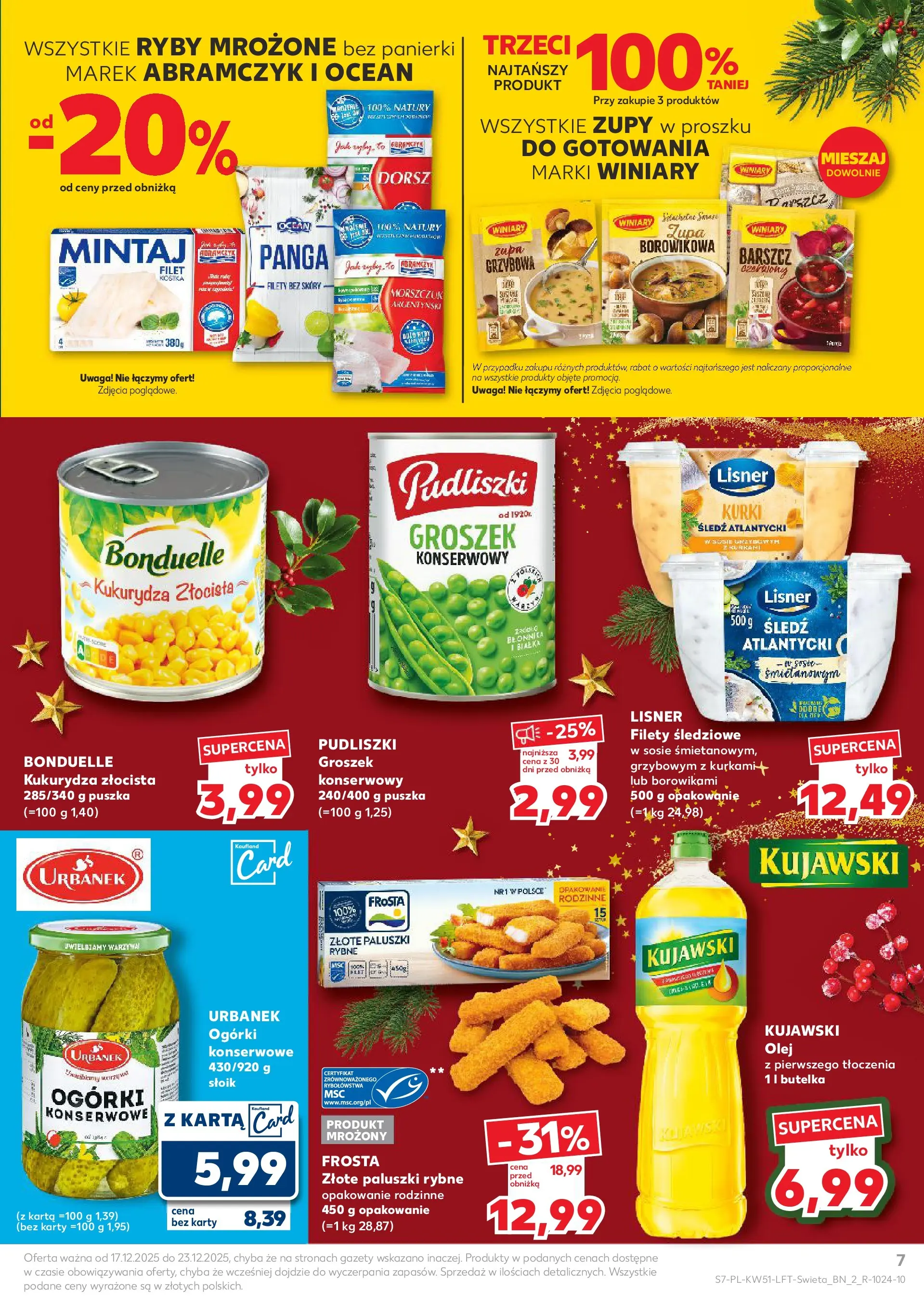 Kaufland gazetka od 17.12.2025 | Boże Narodzenie 🎄🎁 | Strona: 7 | Produkty: Karta, Dorsz, Groszek konserwowy, Paluszki