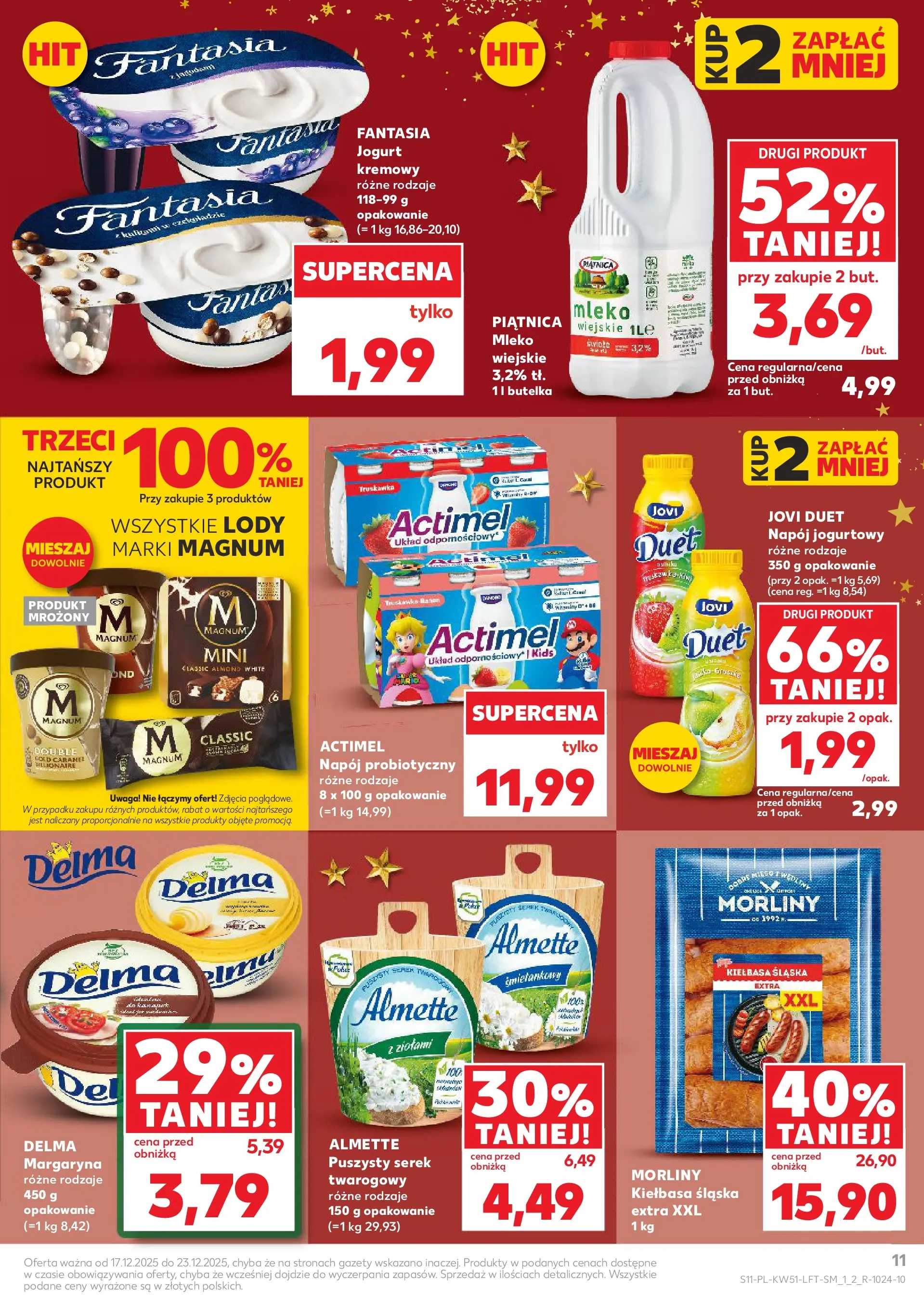 Kaufland gazetka od 17.12.2025 | Boże Narodzenie 🎄🎁 | Strona: 11 | Produkty: Serek, Margaryna, Mleko, Jogurt