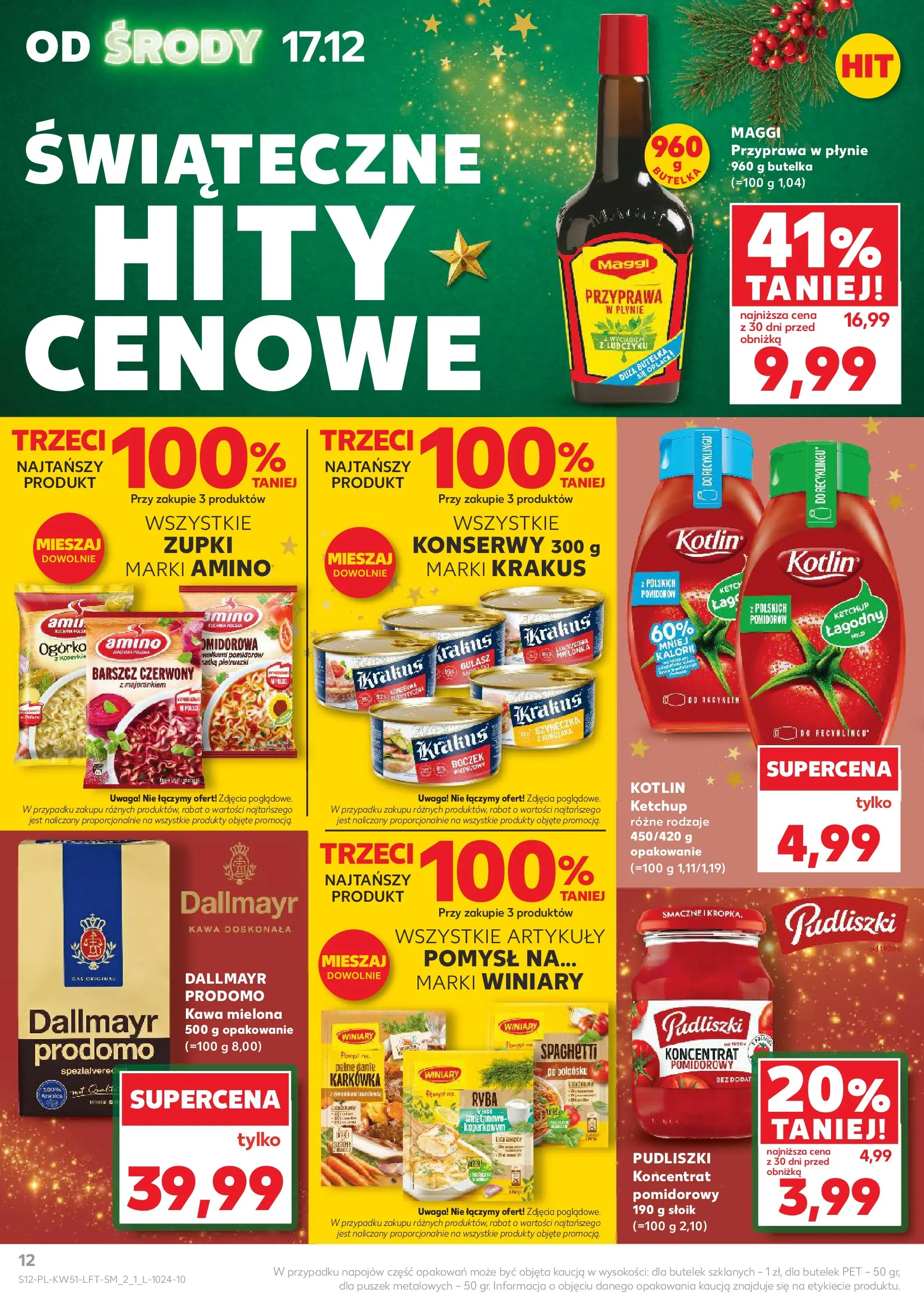 Kaufland gazetka od 17.12.2025 | Boże Narodzenie 🎄🎁 | Strona: 12 | Produkty: Barszcz, Ketchup, Boczek, Kawa