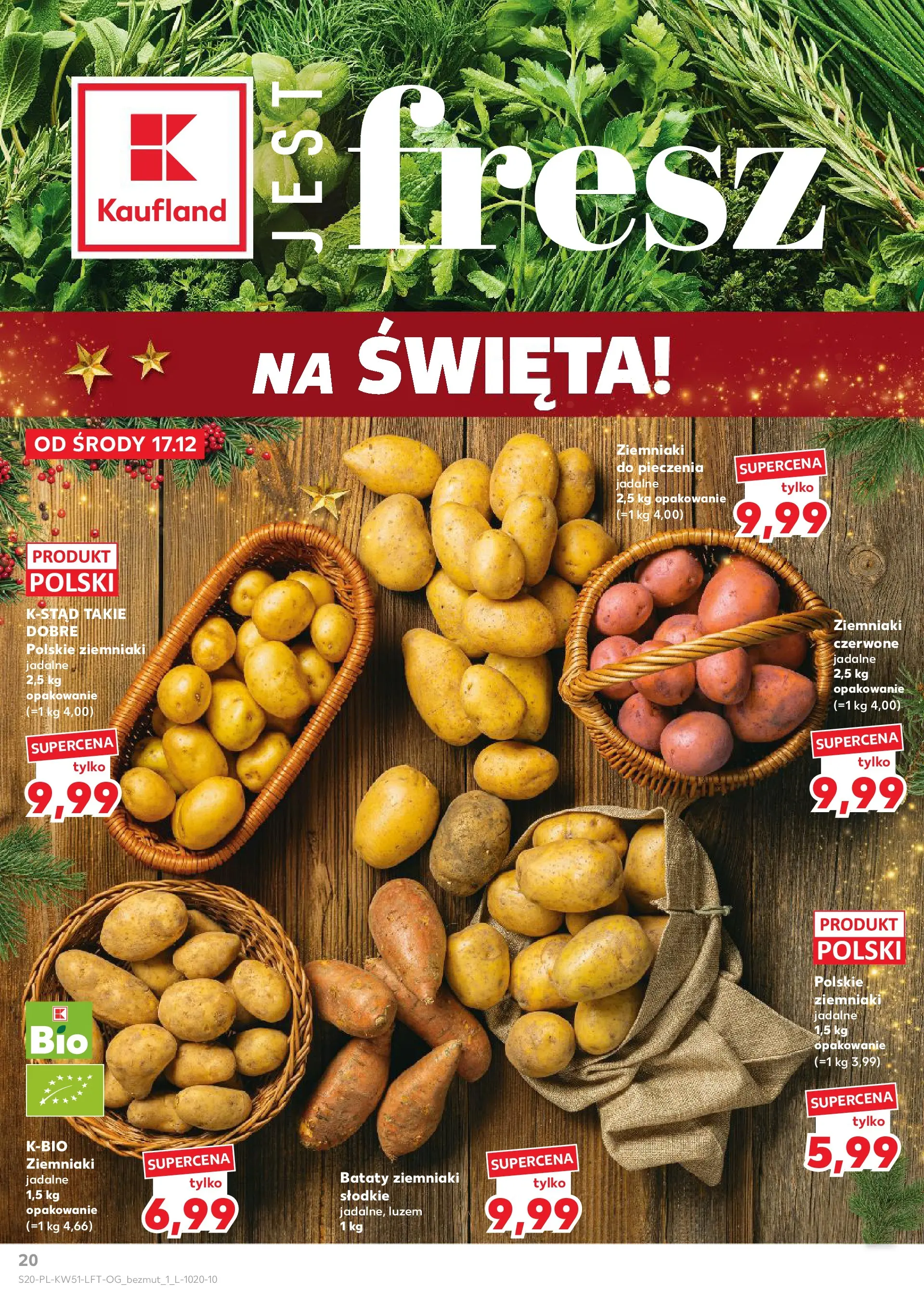 Kaufland gazetka od 17.12.2025 | Boże Narodzenie 🎄🎁 | Strona: 20 | Produkty: Bataty, Ziemniaki do pieczenia, Ziemniaki
