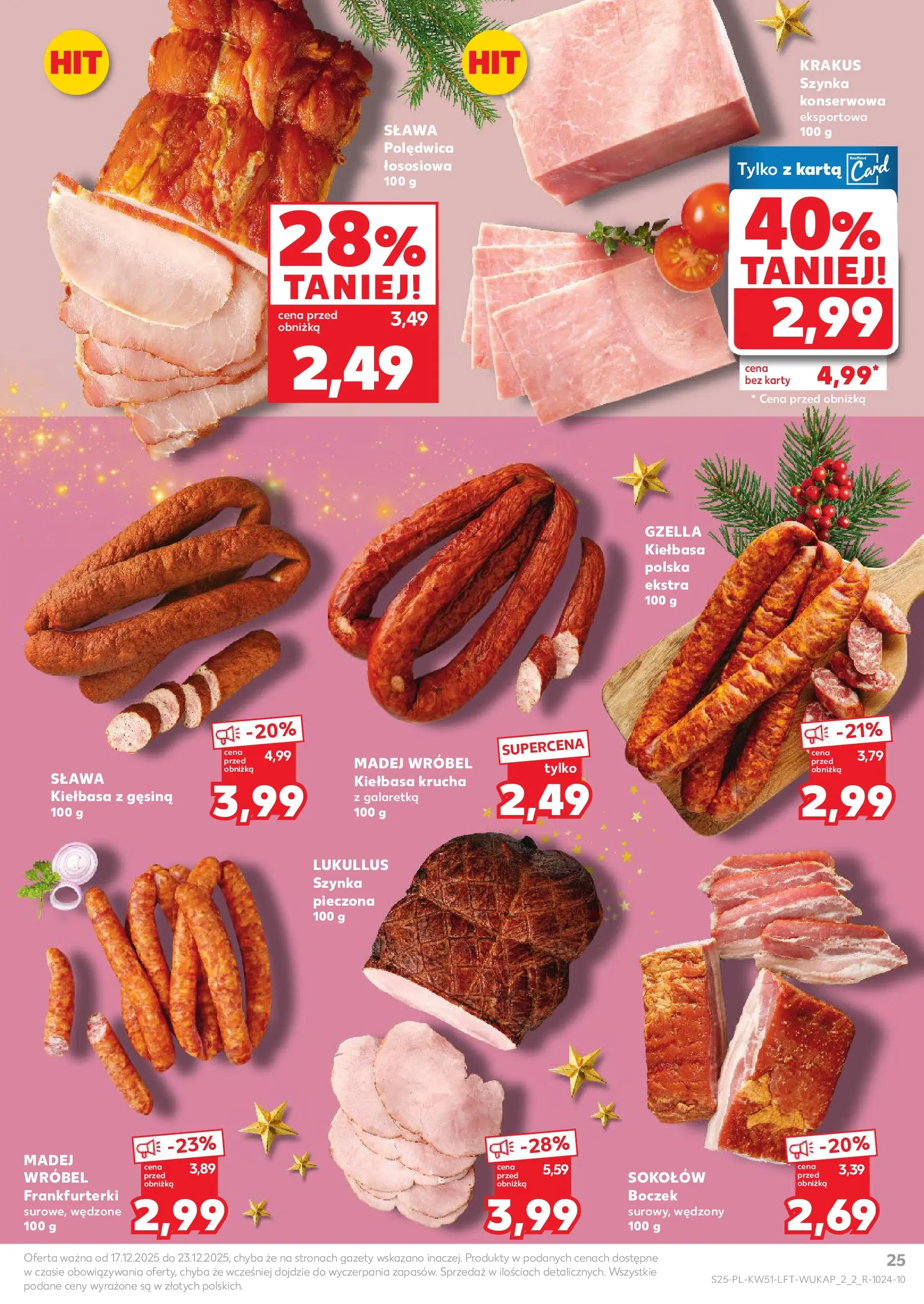 Kaufland gazetka od 17.12.2025 | Boże Narodzenie 🎄🎁 | Strona: 25 | Produkty: Kiełbasa, Karta, Galaretka, Boczek