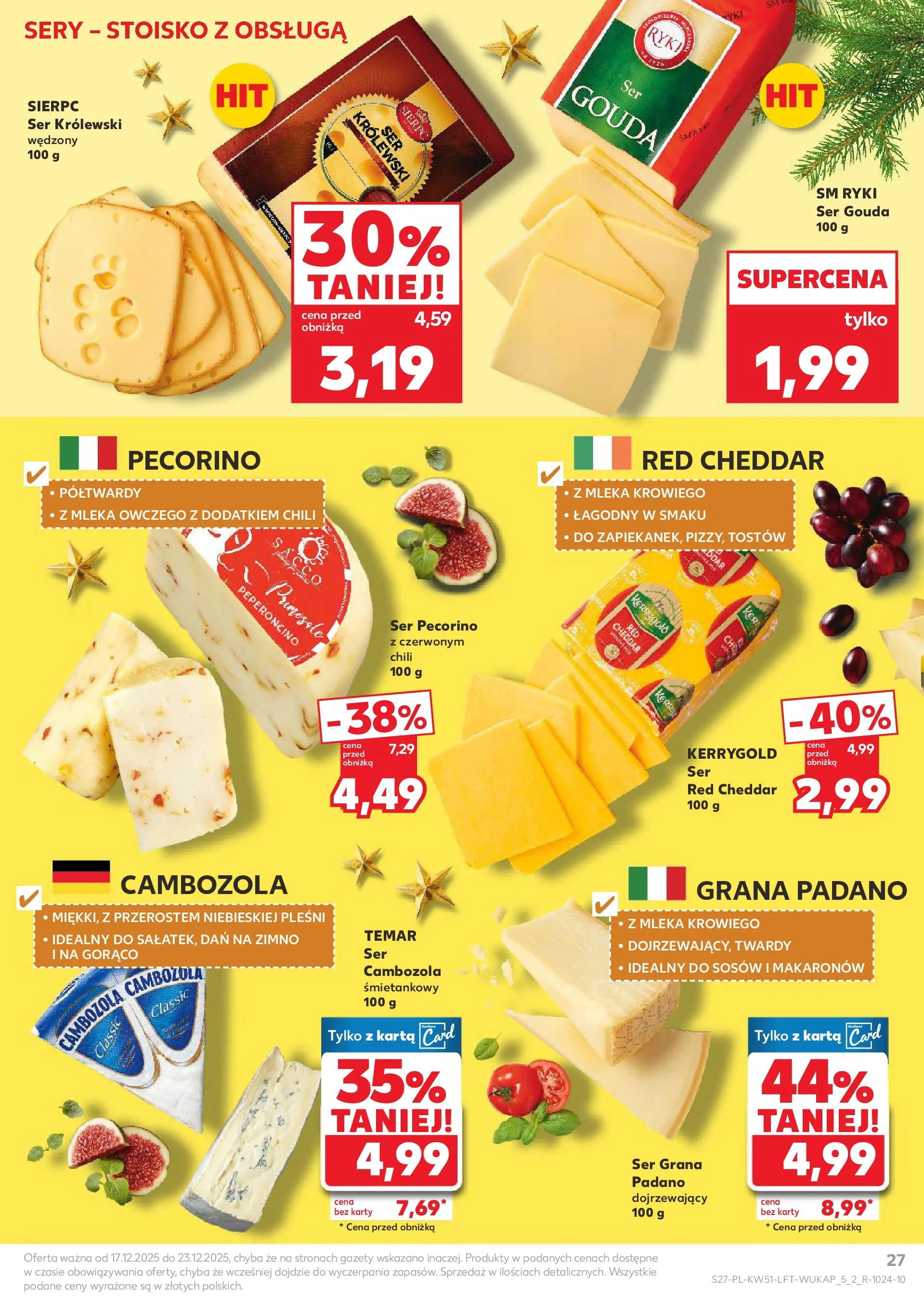 Kaufland gazetka od 17.12.2025 | Boże Narodzenie 🎄🎁 | Strona: 27 | Produkty: Chili, Ser pecorino, Ser, Cheddar