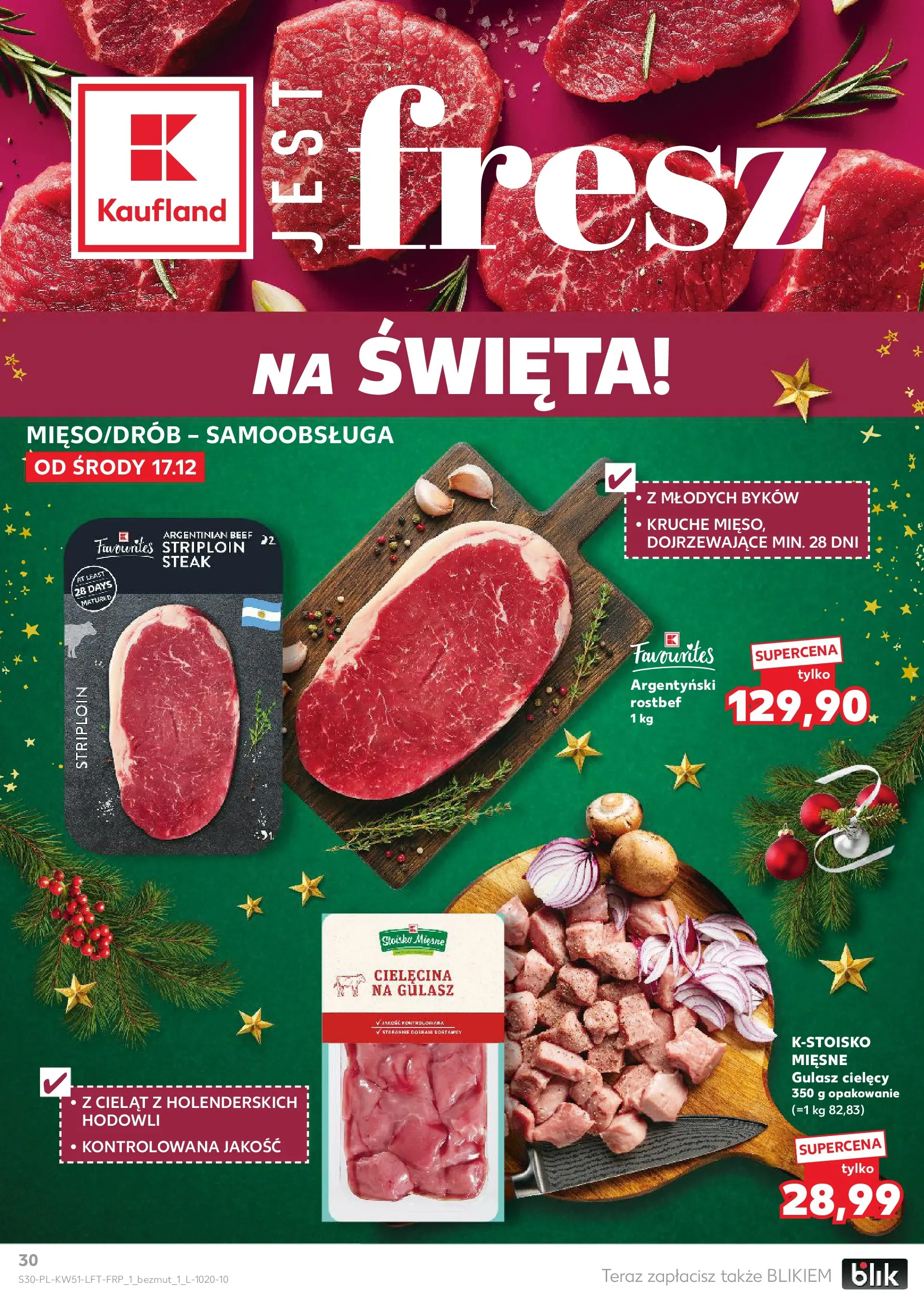 Kaufland gazetka od 17.12.2025 | Boże Narodzenie 🎄🎁 | Strona: 30 | Produkty: Mięso, Gulasz