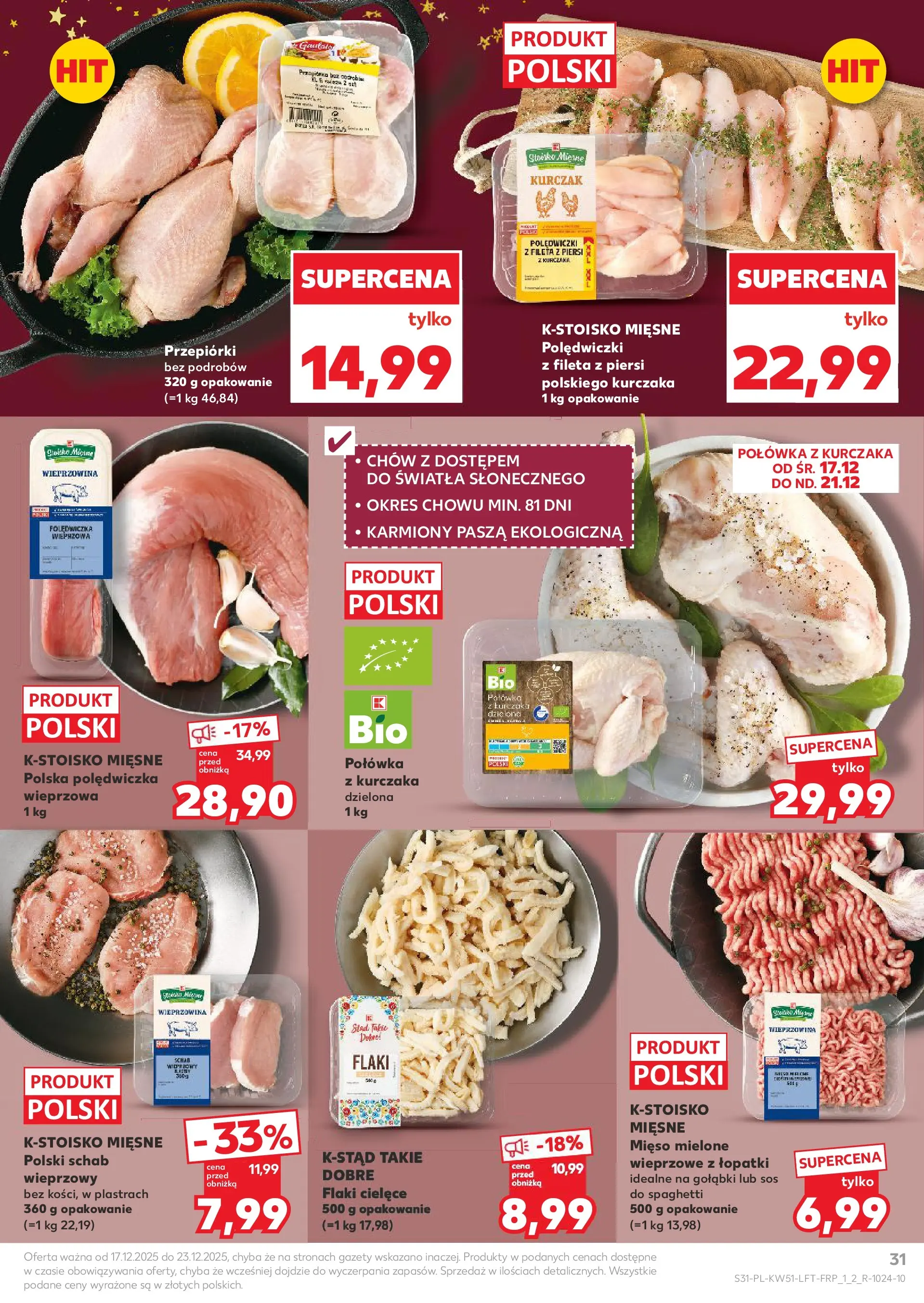 Kaufland gazetka od 17.12.2025 | Boże Narodzenie 🎄🎁 | Strona: 31 | Produkty: Kurczak, Schab, Mięso, Mięso mielone