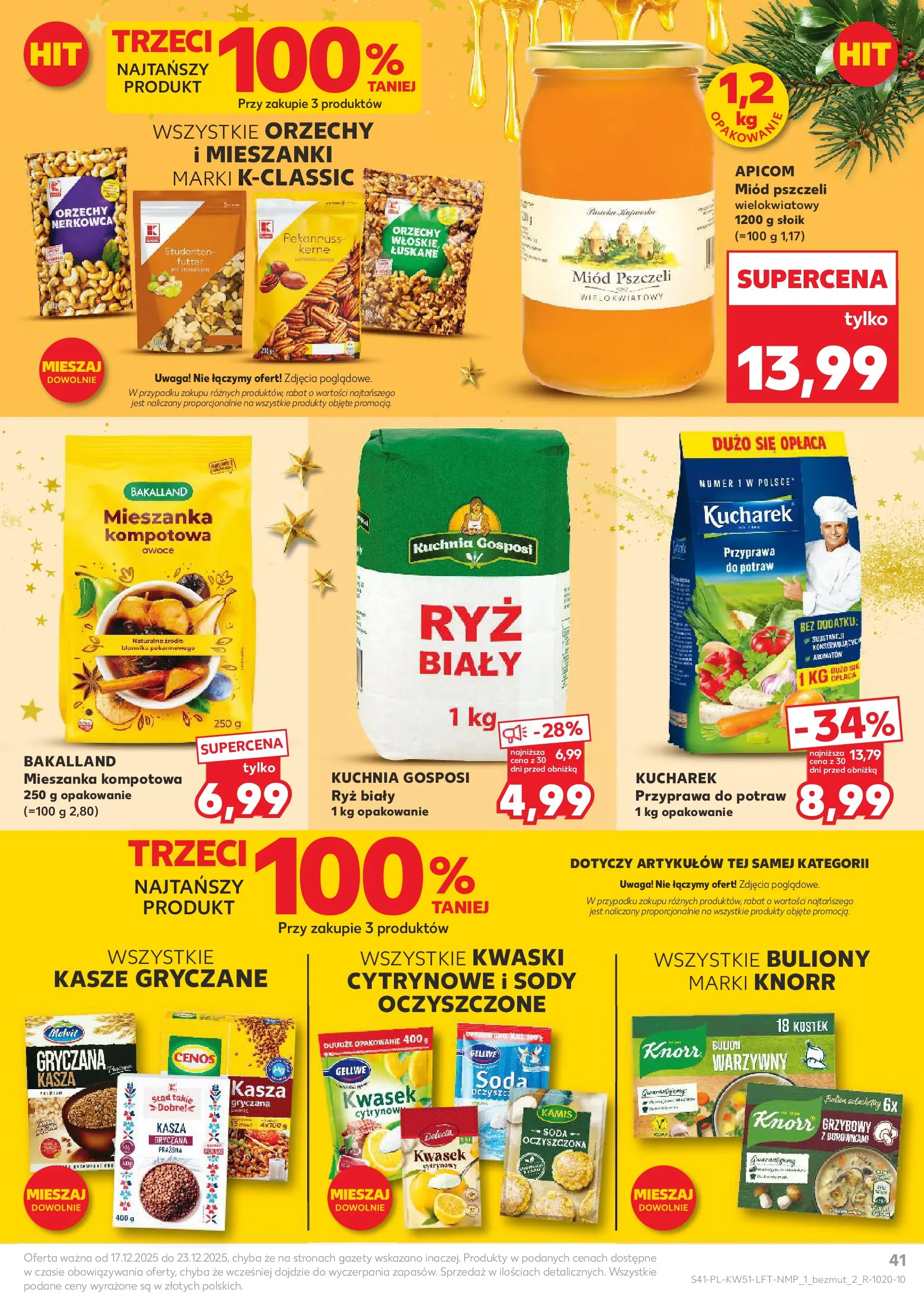Kaufland gazetka od 17.12.2025 | Boże Narodzenie 🎄🎁 | Strona: 41 | Produkty: Miód, Kwasek cytrynowy, Ryż, Owoce