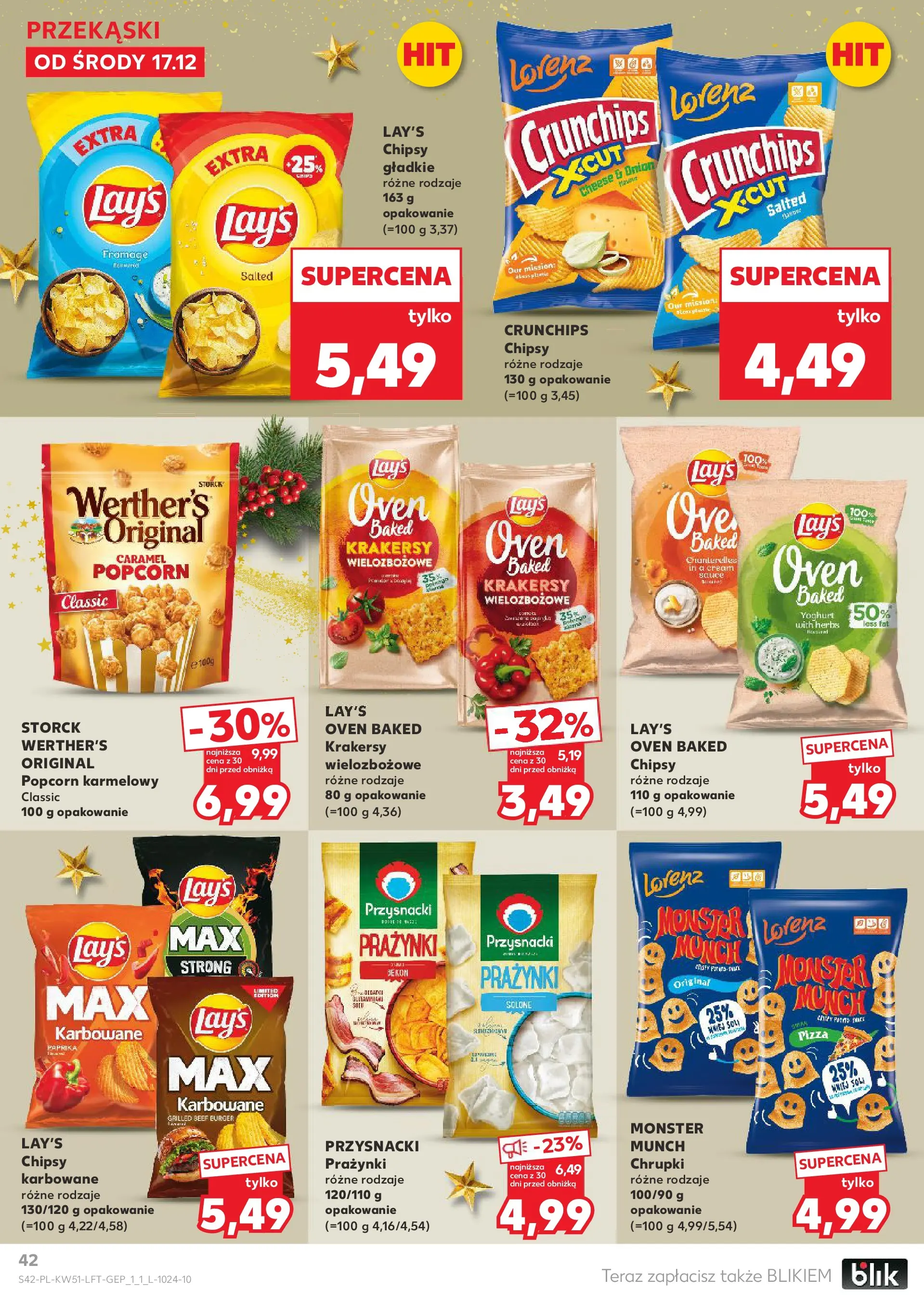 Kaufland gazetka od 17.12.2025 | Boże Narodzenie 🎄🎁 | Strona: 42 | Produkty: Chipsy, Chrupki, Krakersy, Popcorn
