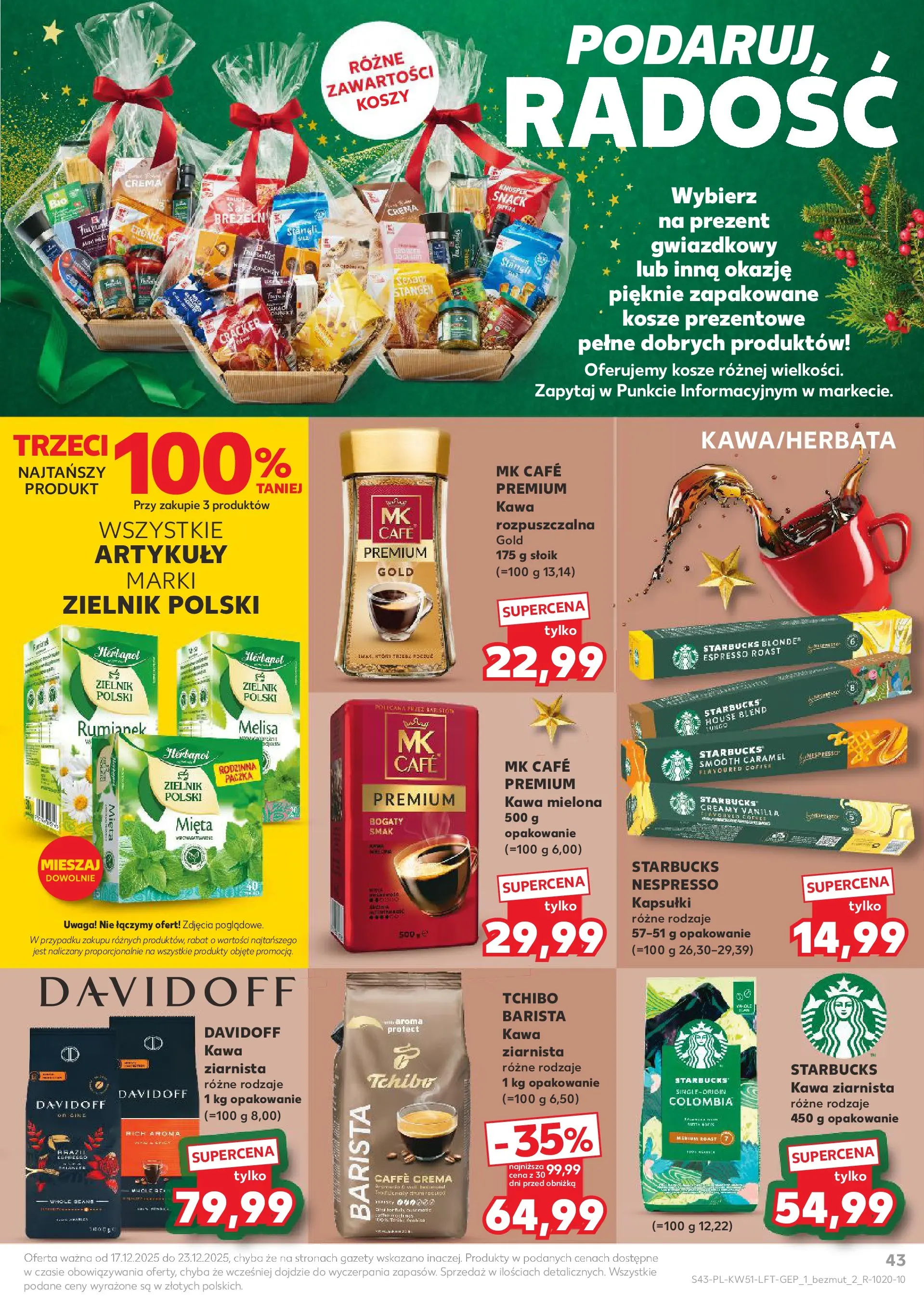 Kaufland gazetka od 17.12.2025 | Boże Narodzenie 🎄🎁 | Strona: 43 | Produkty: Kawa ziarnista, Tchibo, Mięta, Melisa