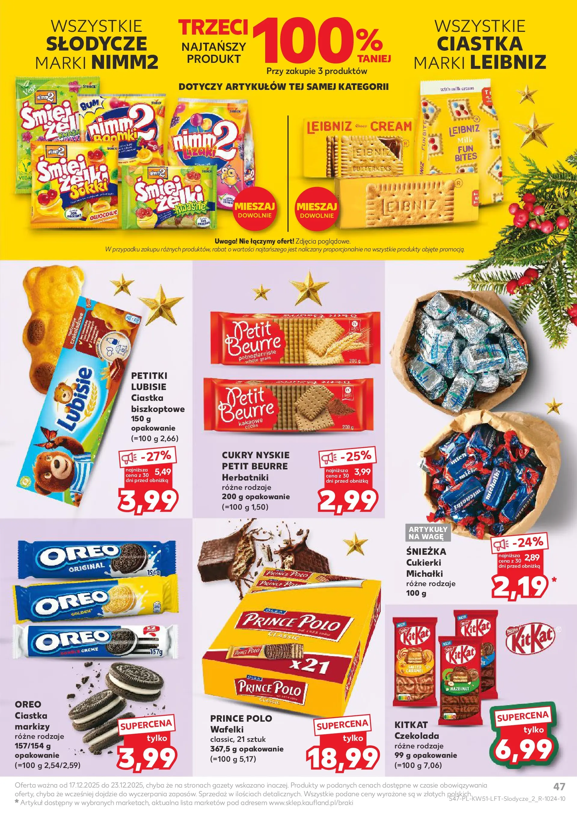 Kaufland gazetka od 17.12.2025 | Boże Narodzenie 🎄🎁 | Strona: 47 | Produkty: Słodycze, Wafelki, Czekolada, Ciastka