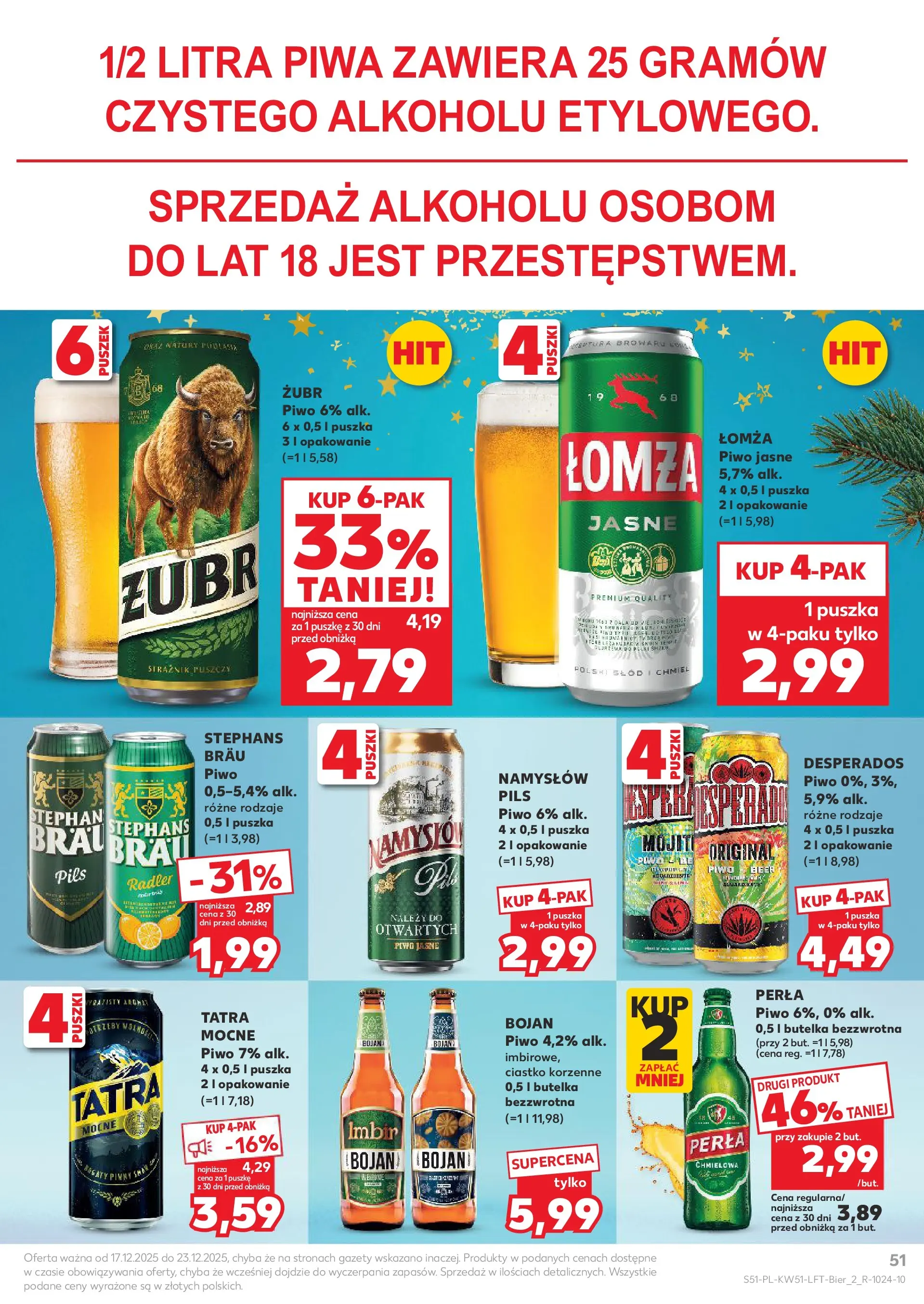 Kaufland gazetka od 17.12.2025 | Boże Narodzenie 🎄🎁 | Strona: 51 | Produkty: Imbir, Piwo, Piwo Namysłów