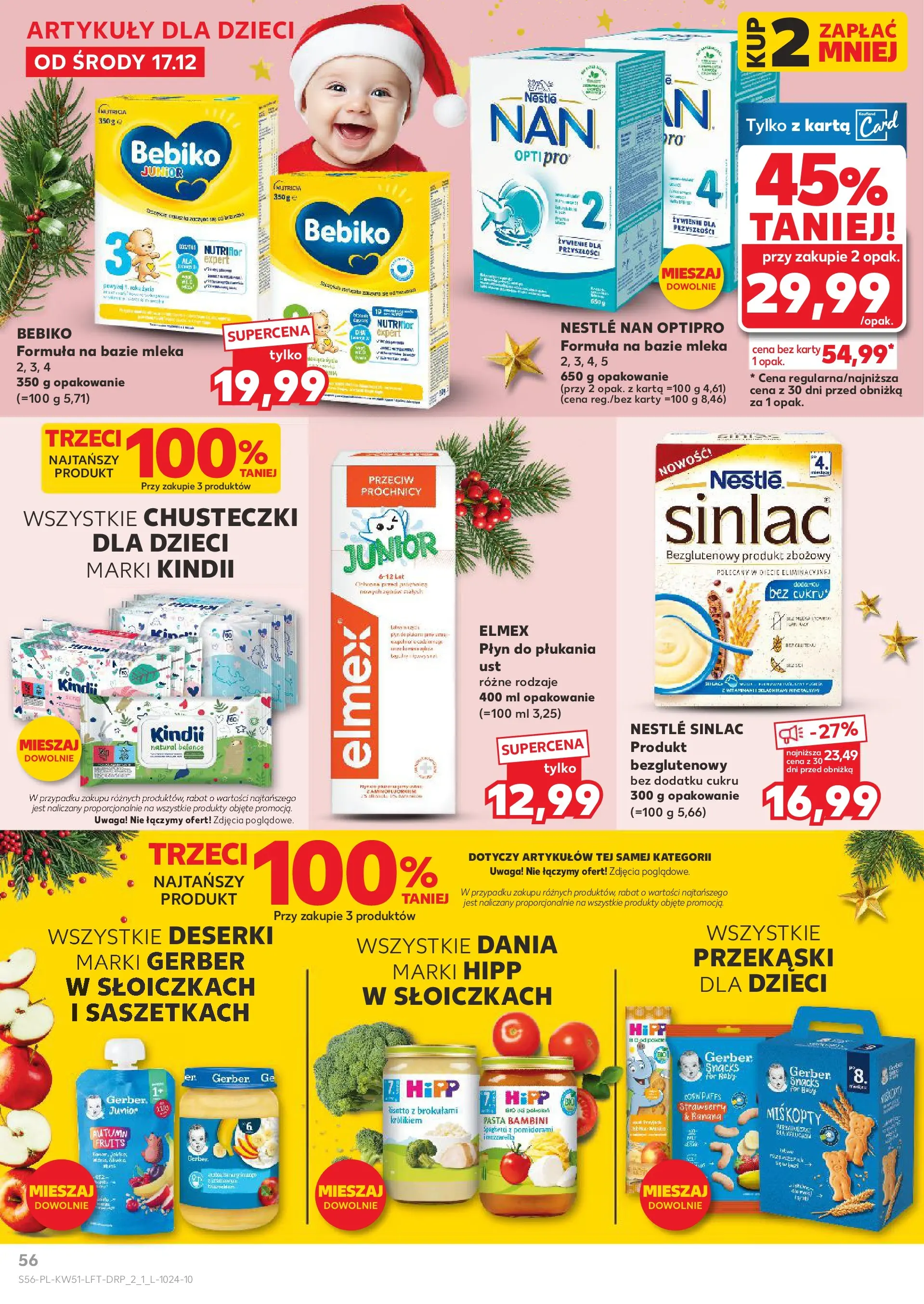 Kaufland gazetka od 17.12.2025 | Boże Narodzenie 🎄🎁 | Strona: 56 | Produkty: Karta, Mleka
