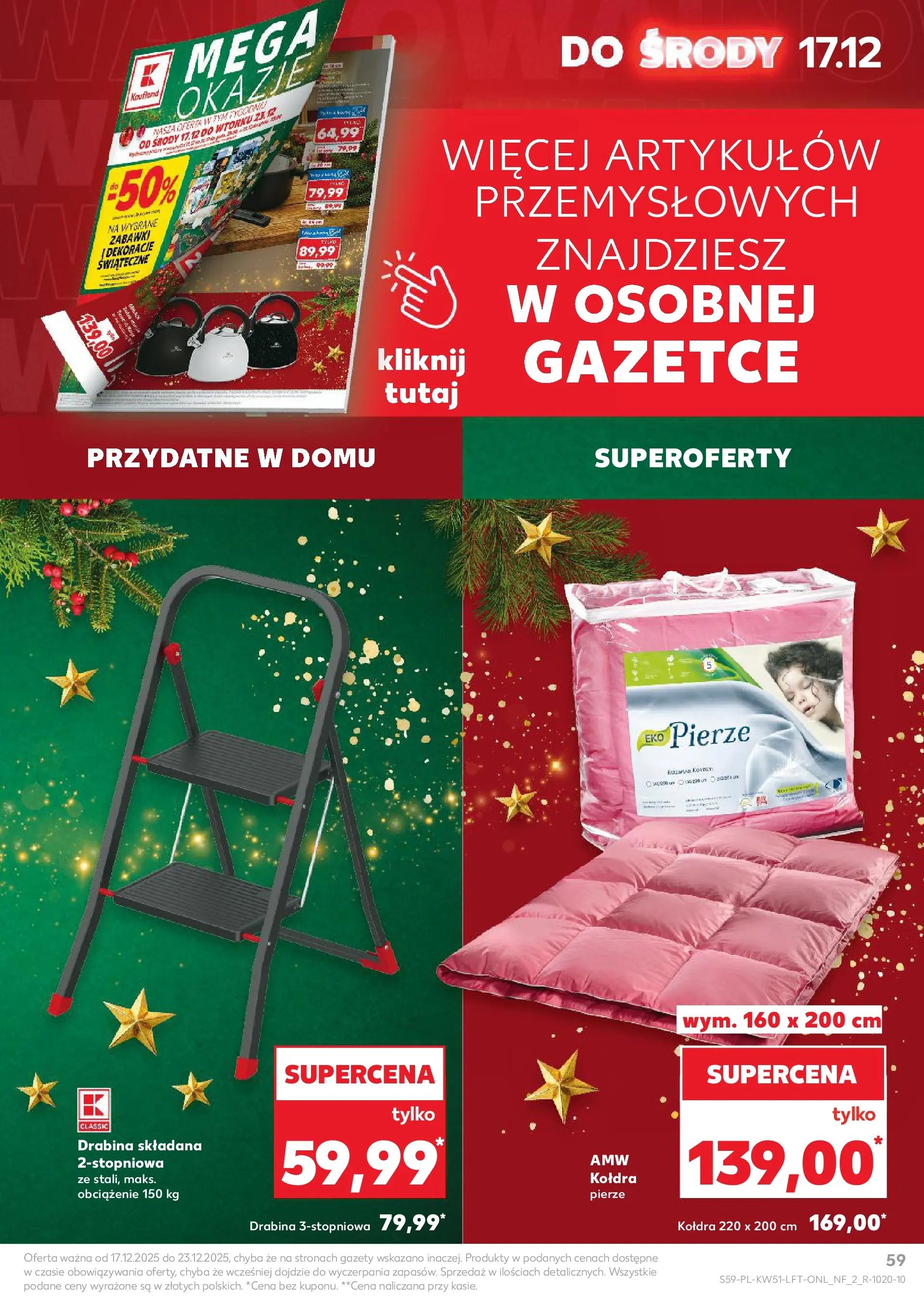 Kaufland gazetka od 17.12.2025 | Boże Narodzenie 🎄🎁 | Strona: 59 | Produkty: Drabina, Kołdra