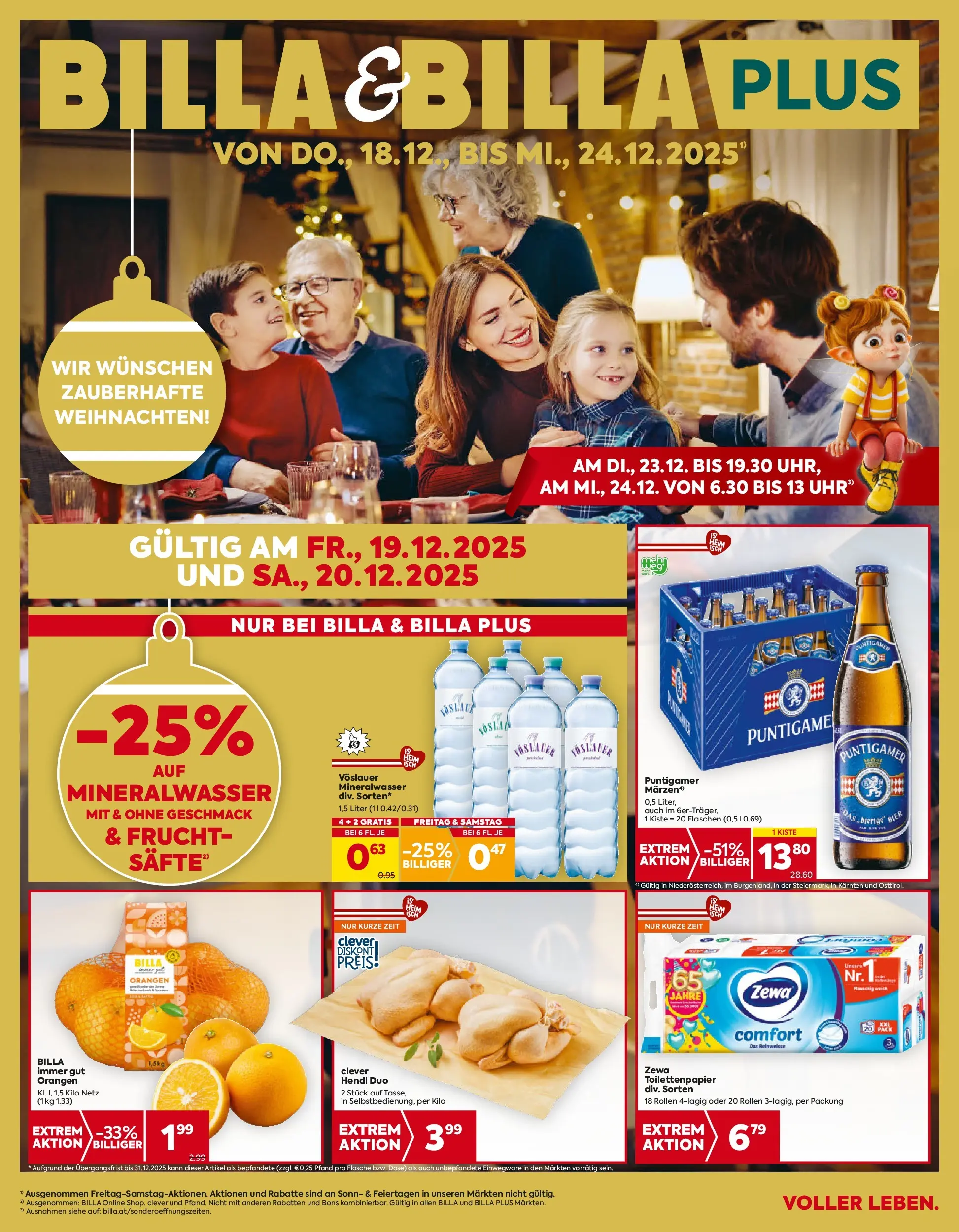 Billa Flugblatt - Maria Rain, Patergassen, Villach ab 18.12.2025 - Angebote, Prospekt | Seite: 1 | Produkte: Bier, Orangen