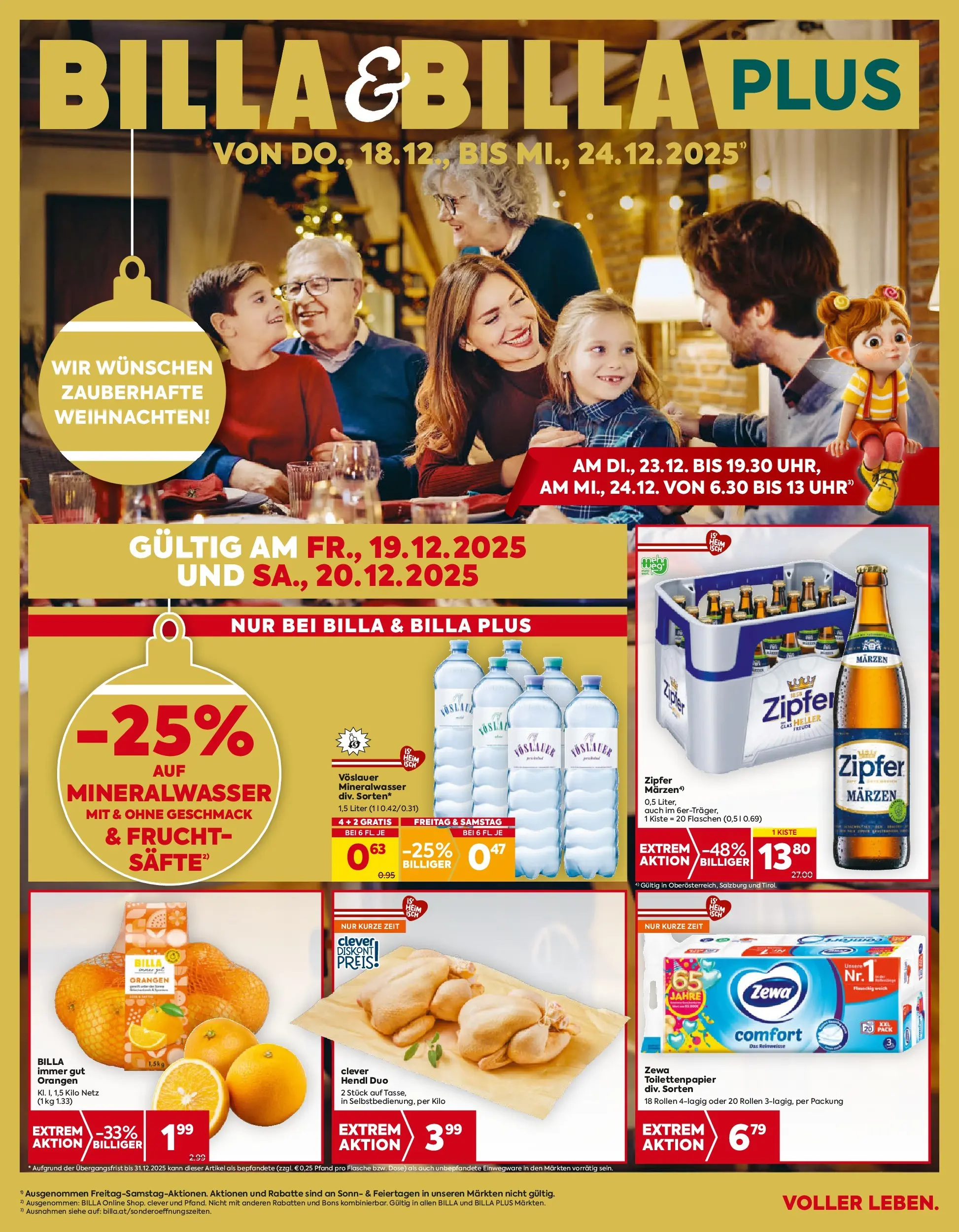 Billa Flugblatt - Wien ab 18.12.2025 - Angebote, Prospekt | Seite: 1 | Produkte: Uhr, Orangen