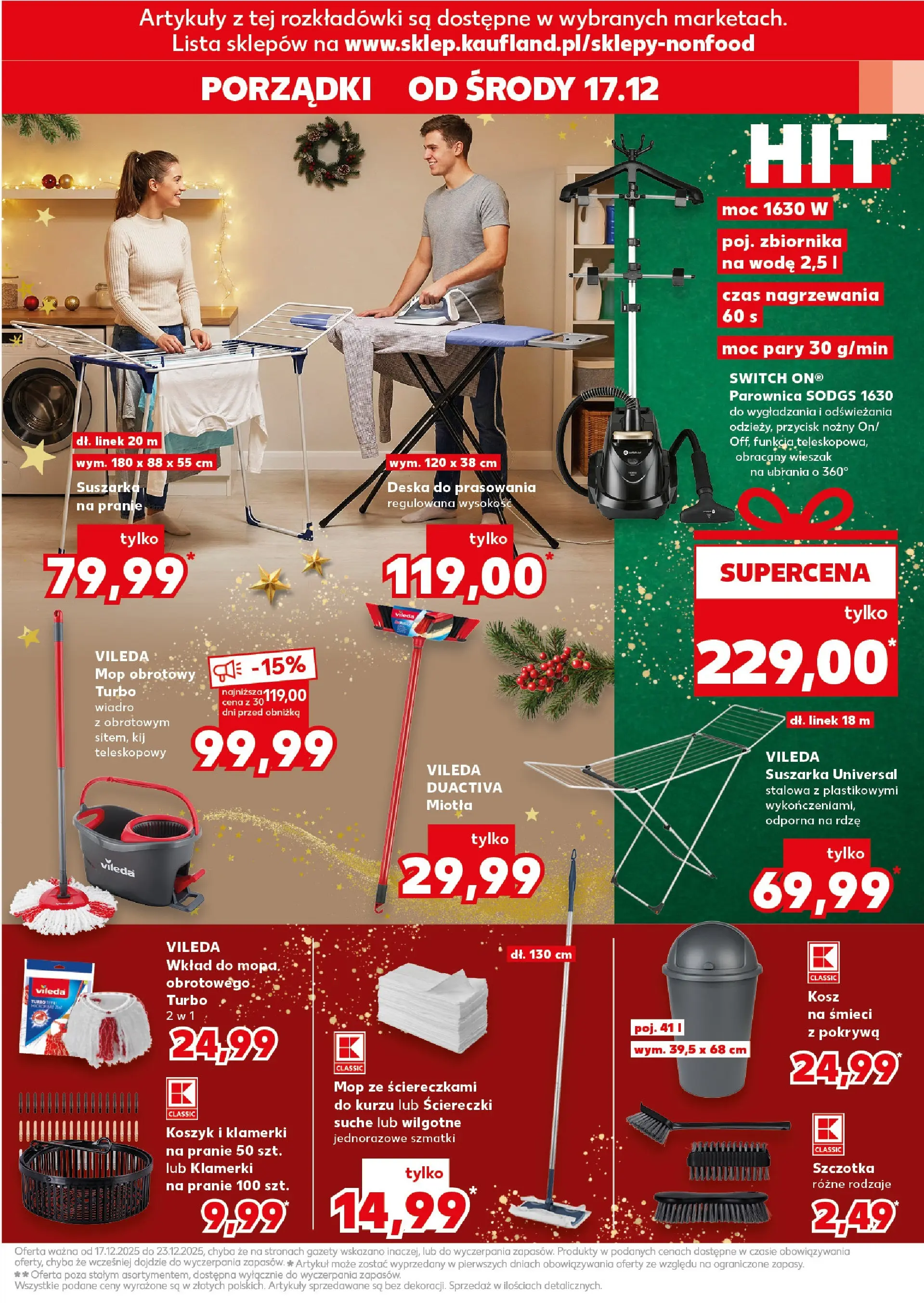 Kaufland gazetka od 17.12.2025 | Boże Narodzenie 🎄🎁 | Strona: 7 | Produkty: Wieszak, Wieszak na ubrania, Parownica, Vileda