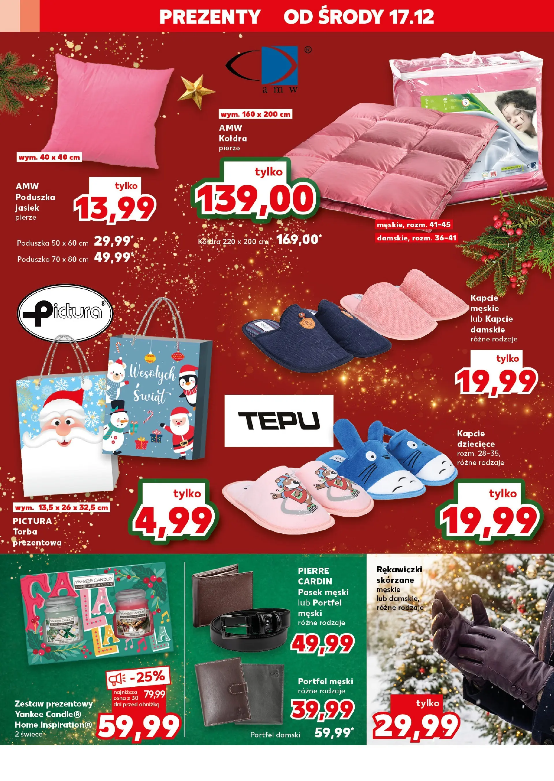 Kaufland gazetka od 17.12.2025 | Boże Narodzenie 🎄🎁 | Strona: 14 | Produkty: Portfel, Rękawiczki, Kołdra, Świece