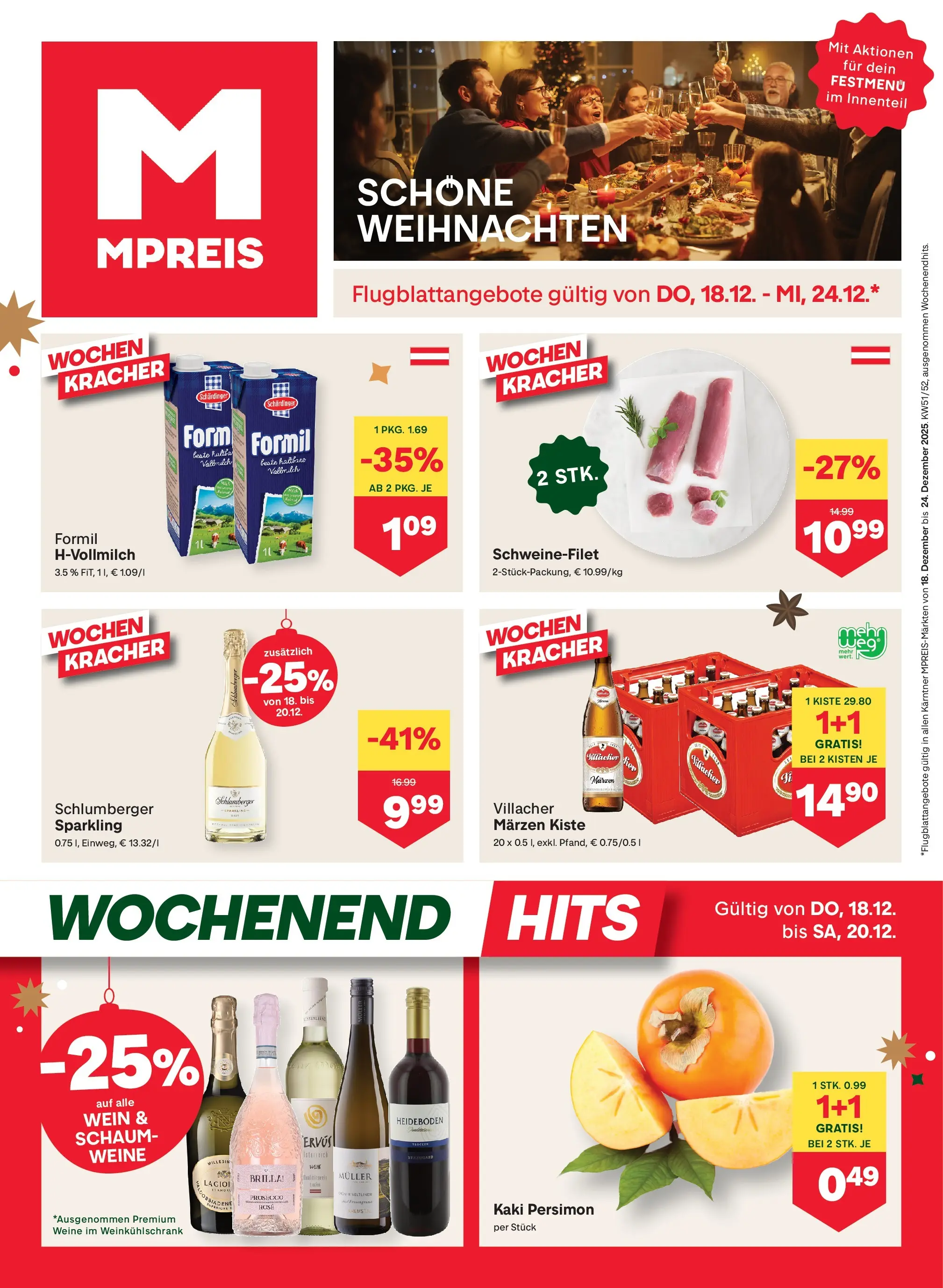 MPREIS Velden von 18.12.2025 - Aktuelle Angebote | Seite: 1 | Produkte: Kaki, Wein