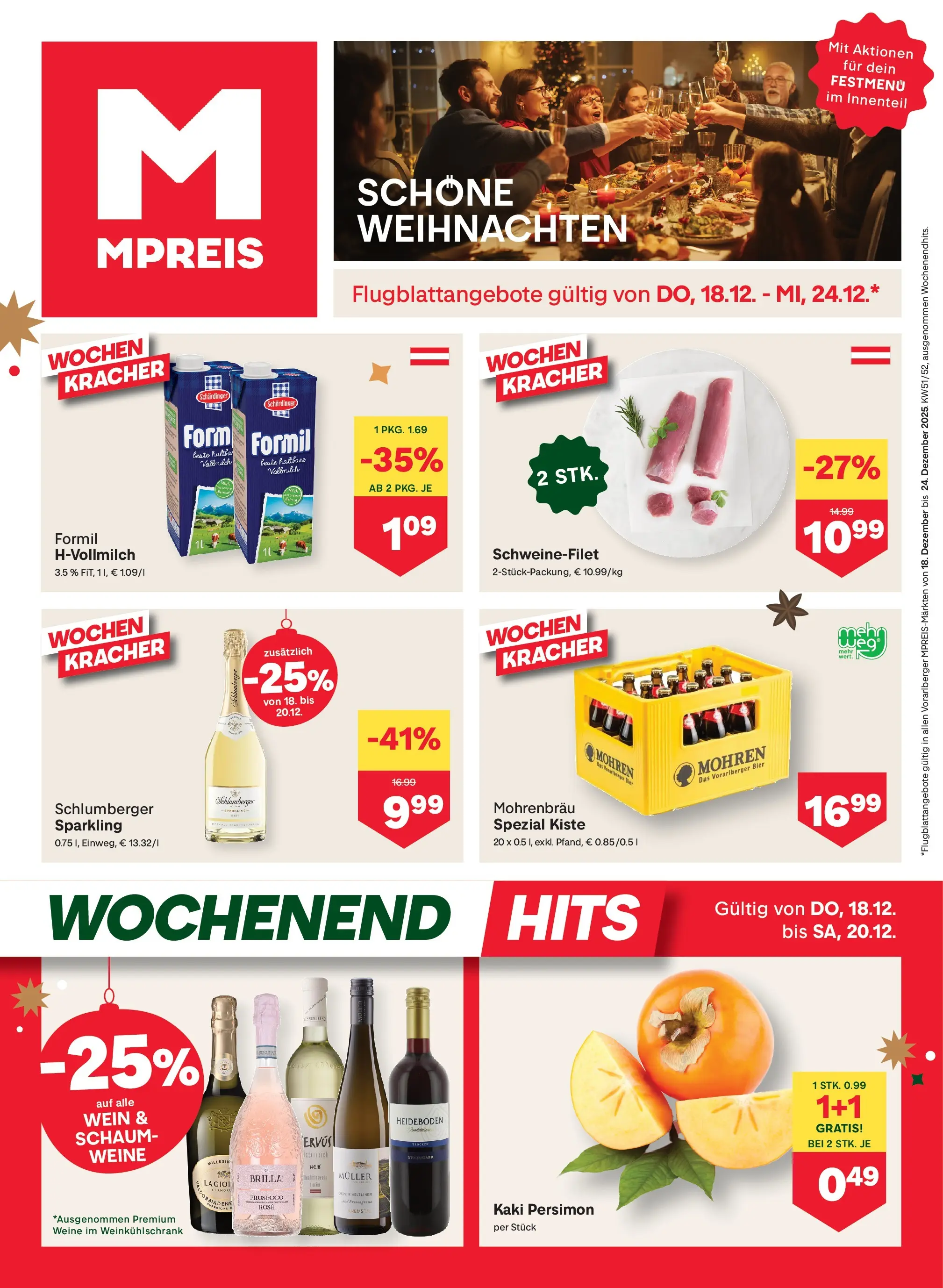 MPREIS St.Gallenkirch von 18.12.2025 - Aktuelle Angebote | Seite: 1 | Produkte: Kaki, Wein, Bier