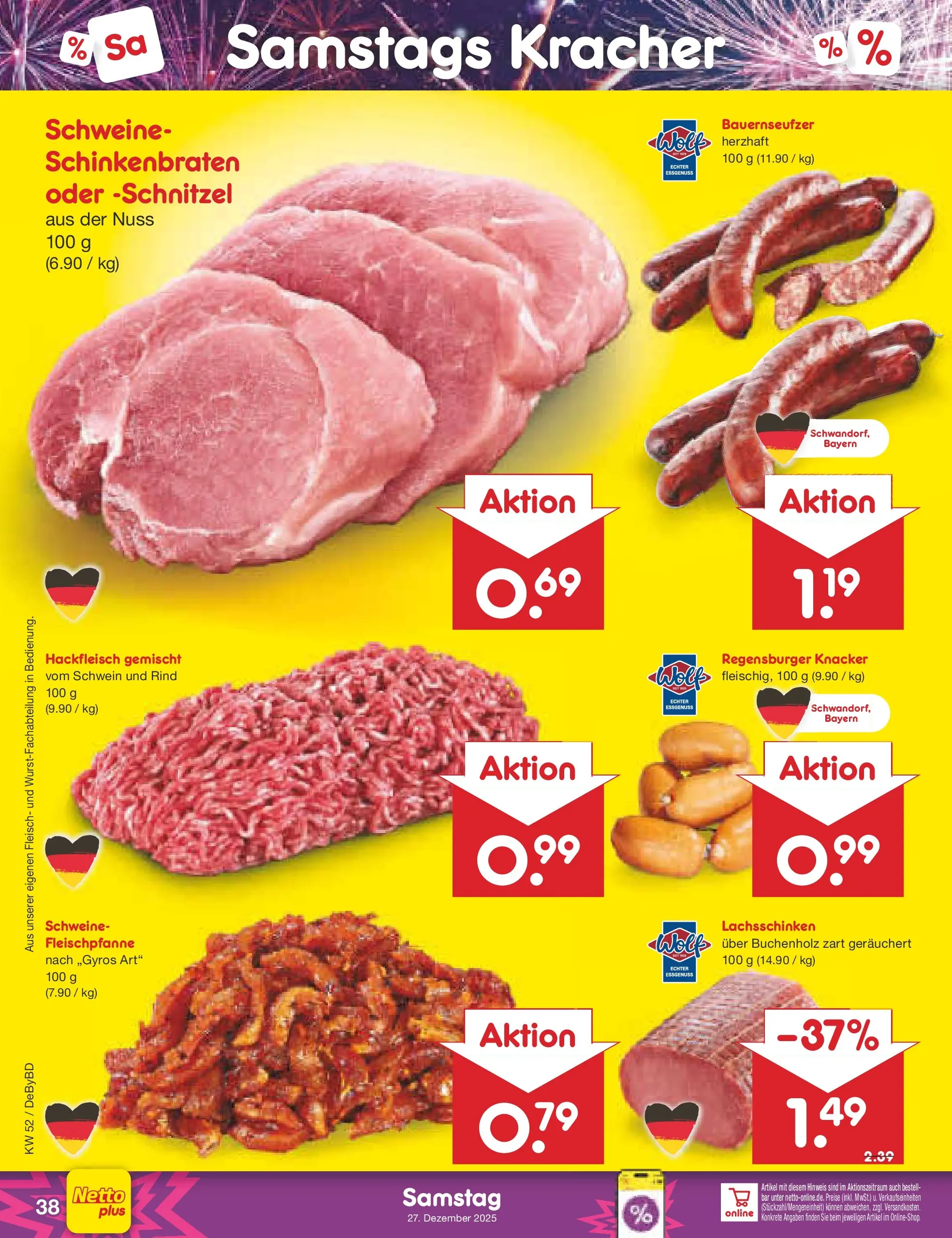 Netto Marken-Discount prospekt Buttenwiesen	 (ab 22.12.2025) » Angebote | Seite: 42 | Produkte: Schnitzel, Fleisch, Hackfleisch