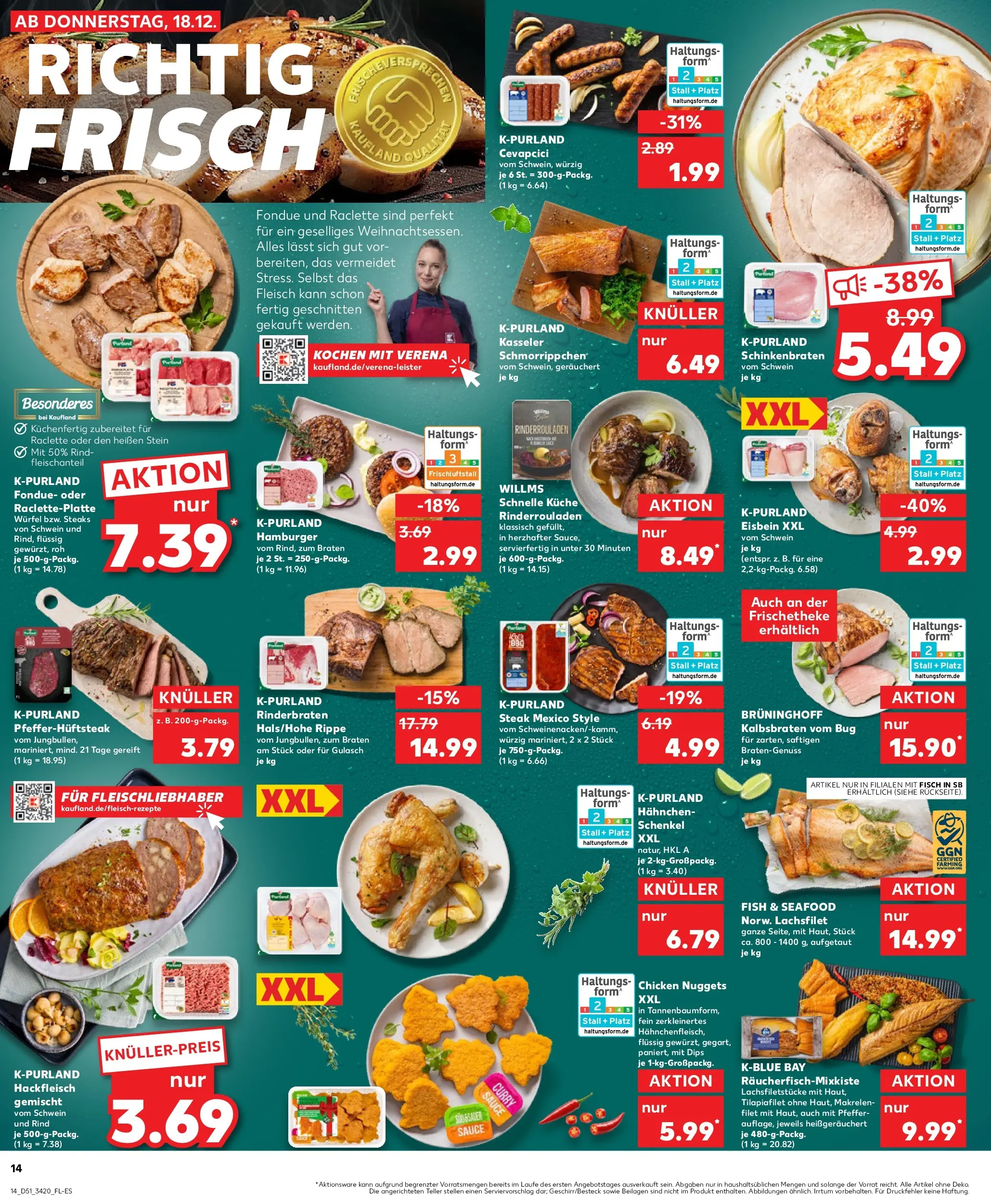 Prospekt Kaufland ab 18.12.2025 » Angebote Online zum Blättern | Seite: 14 | Produkte: Rinderbraten, Fisch, Pfeffer, Fondue
