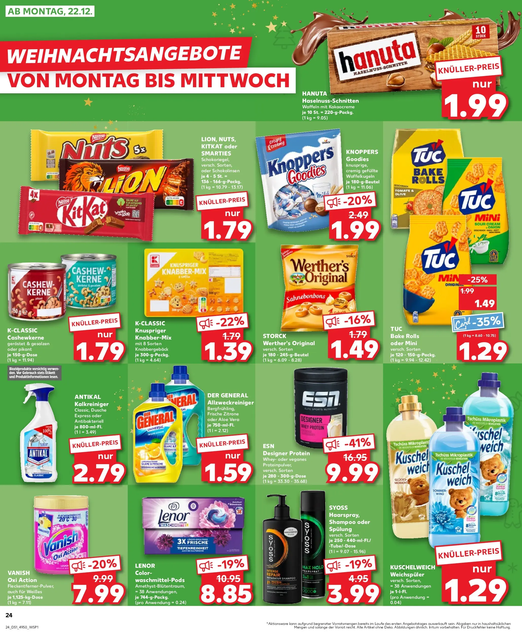 Prospekt Kaufland ab 18.12.2025 » Angebote Online zum Blättern | Seite: 24 | Produkte: Dusche, Shampoo, Waffeln, Knoppers