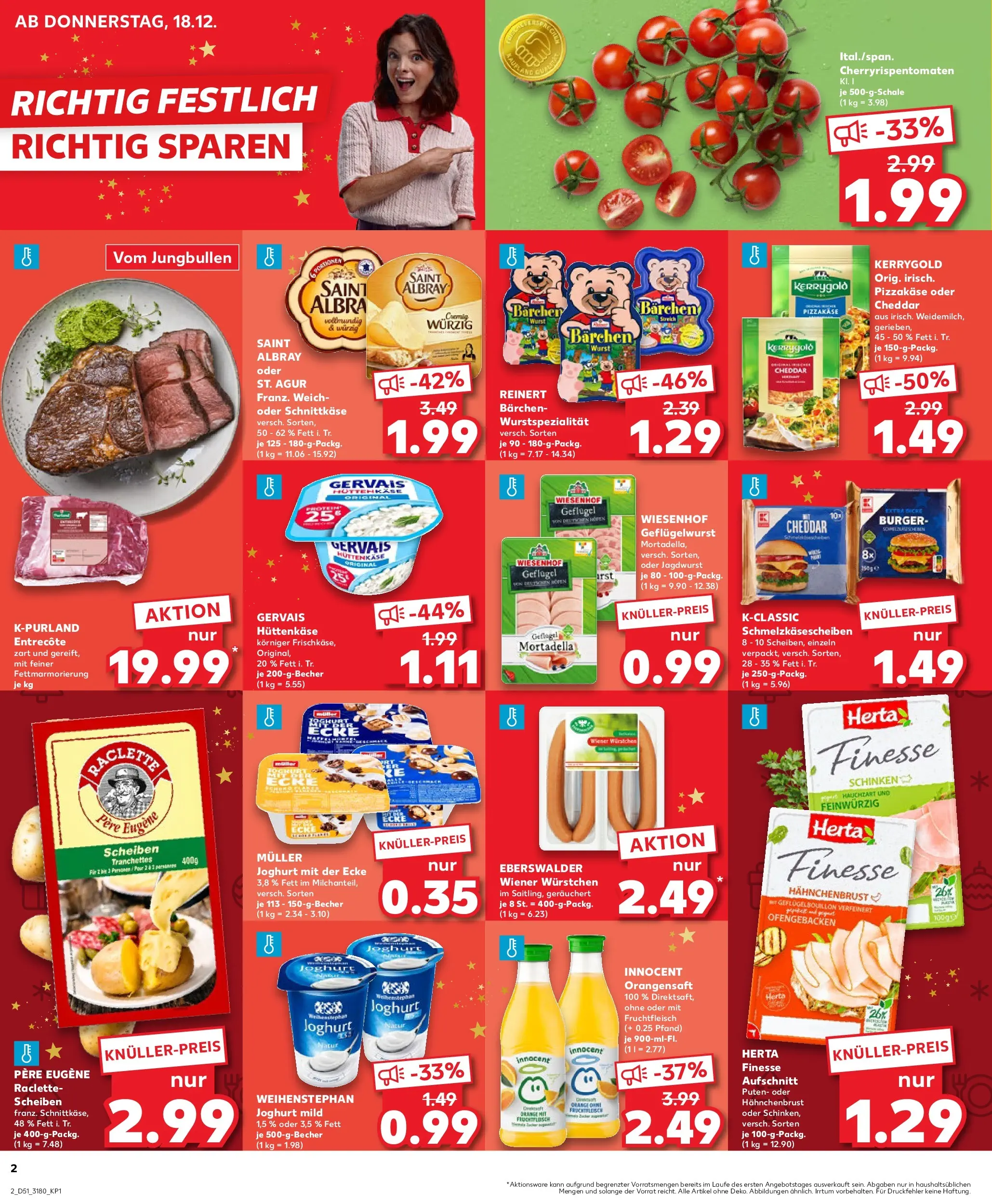 Prospekt Kaufland ab 18.12.2025 » Angebote Online zum Blättern | Seite: 2 | Produkte: Burger, Entrecote, Wurst, Hüttenkäse