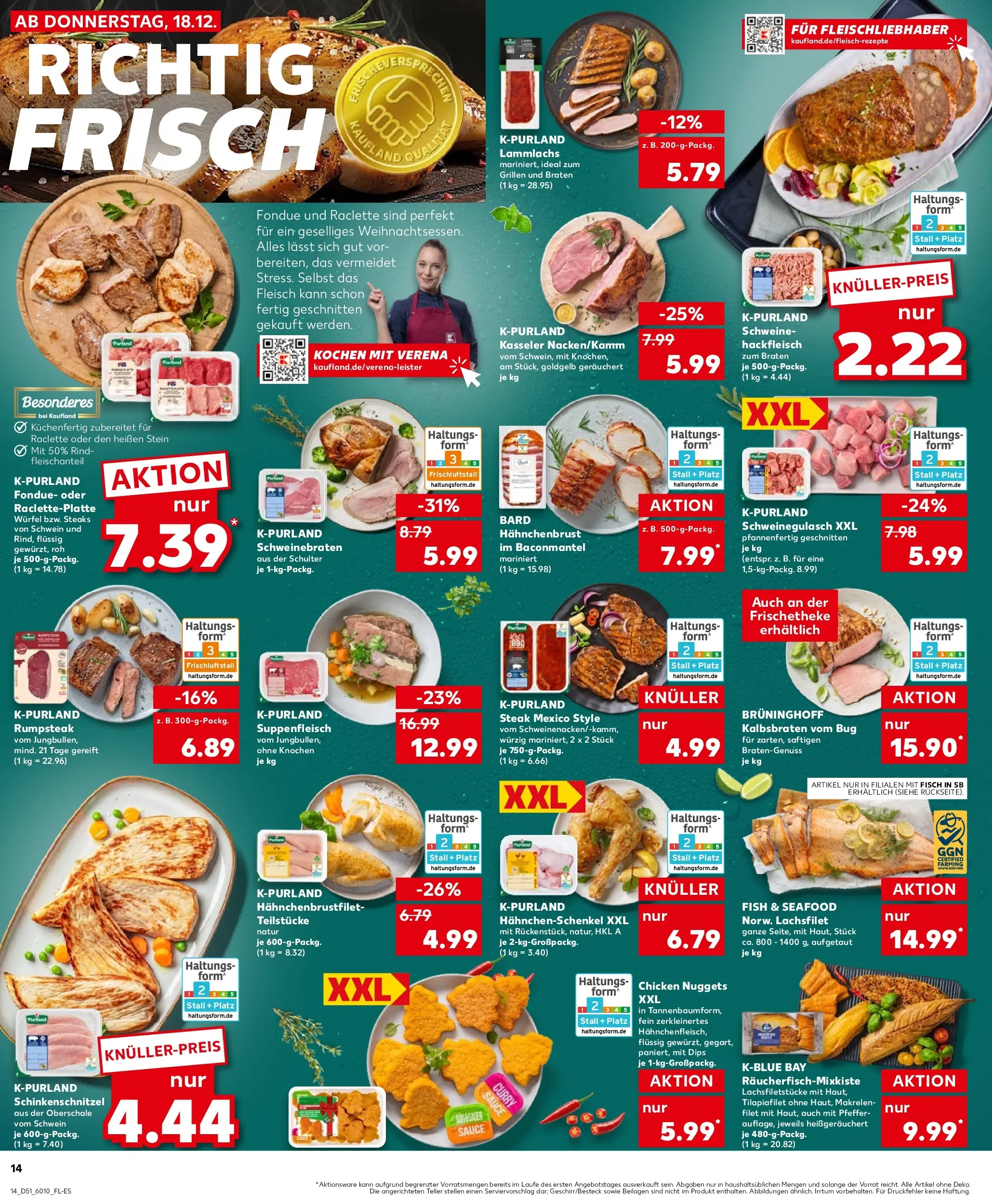 Prospekt Kaufland ab 18.12.2025 » Angebote Online zum Blättern | Seite: 14 | Produkte: Rumpsteak, Raclette, Hackfleisch, Hahnchenbrust
