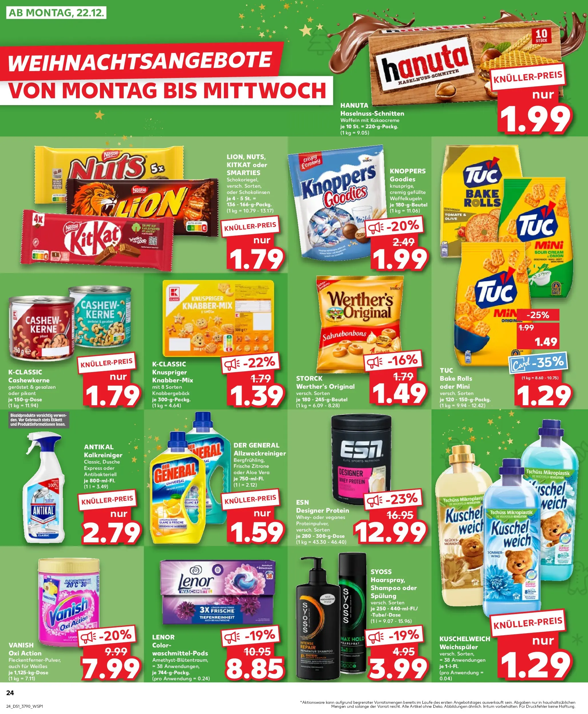 Prospekt Kaufland ab 18.12.2025 » Angebote Online zum Blättern | Seite: 24 | Produkte: Lenor, Dusche, Kuschelweich, Knoppers