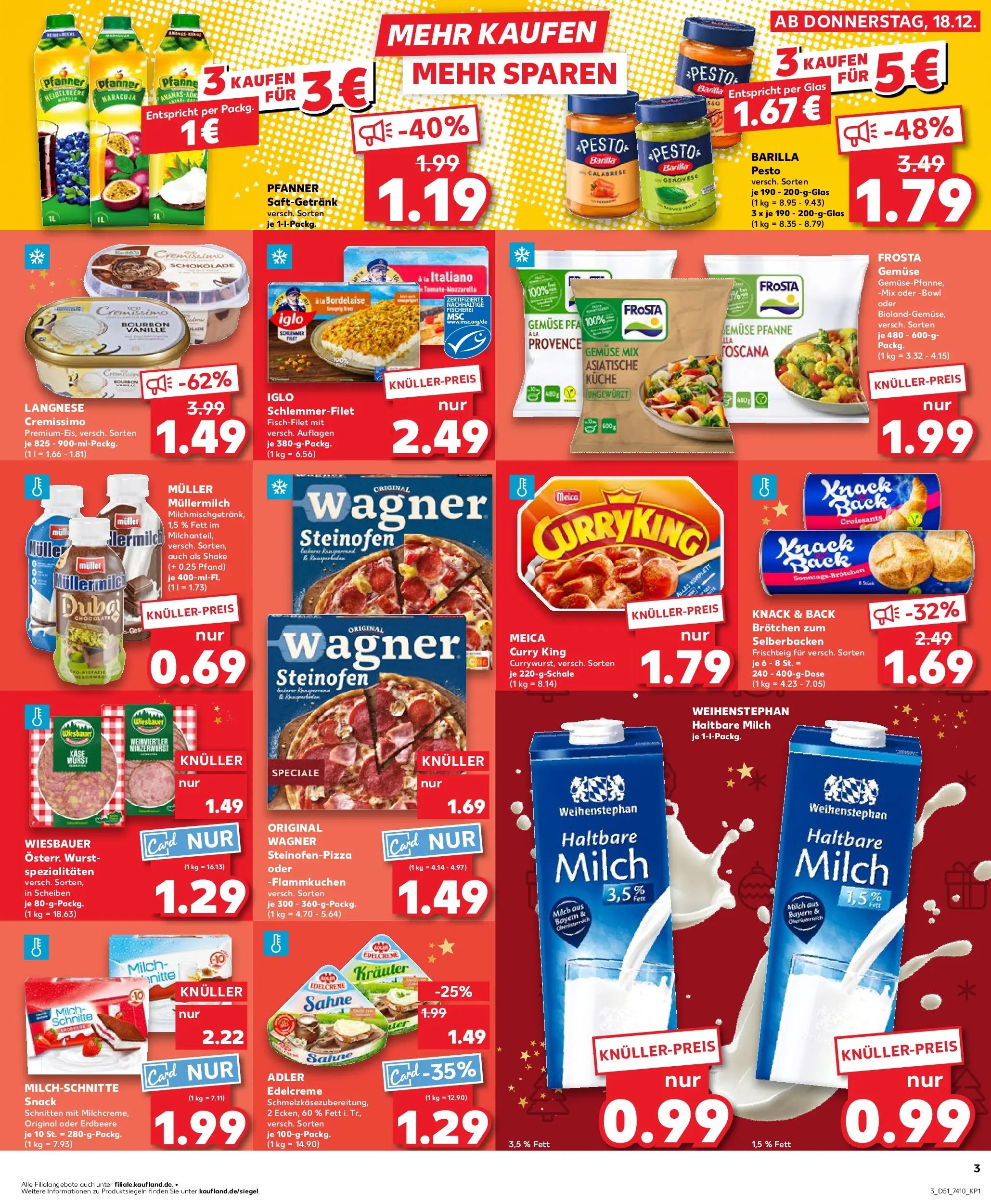Prospekt Kaufland ab 18.12.2025 » Angebote Online zum Blättern | Seite: 3 | Produkte: Langnese cremissimo, Cremissimo, Mozzarella, Sahne