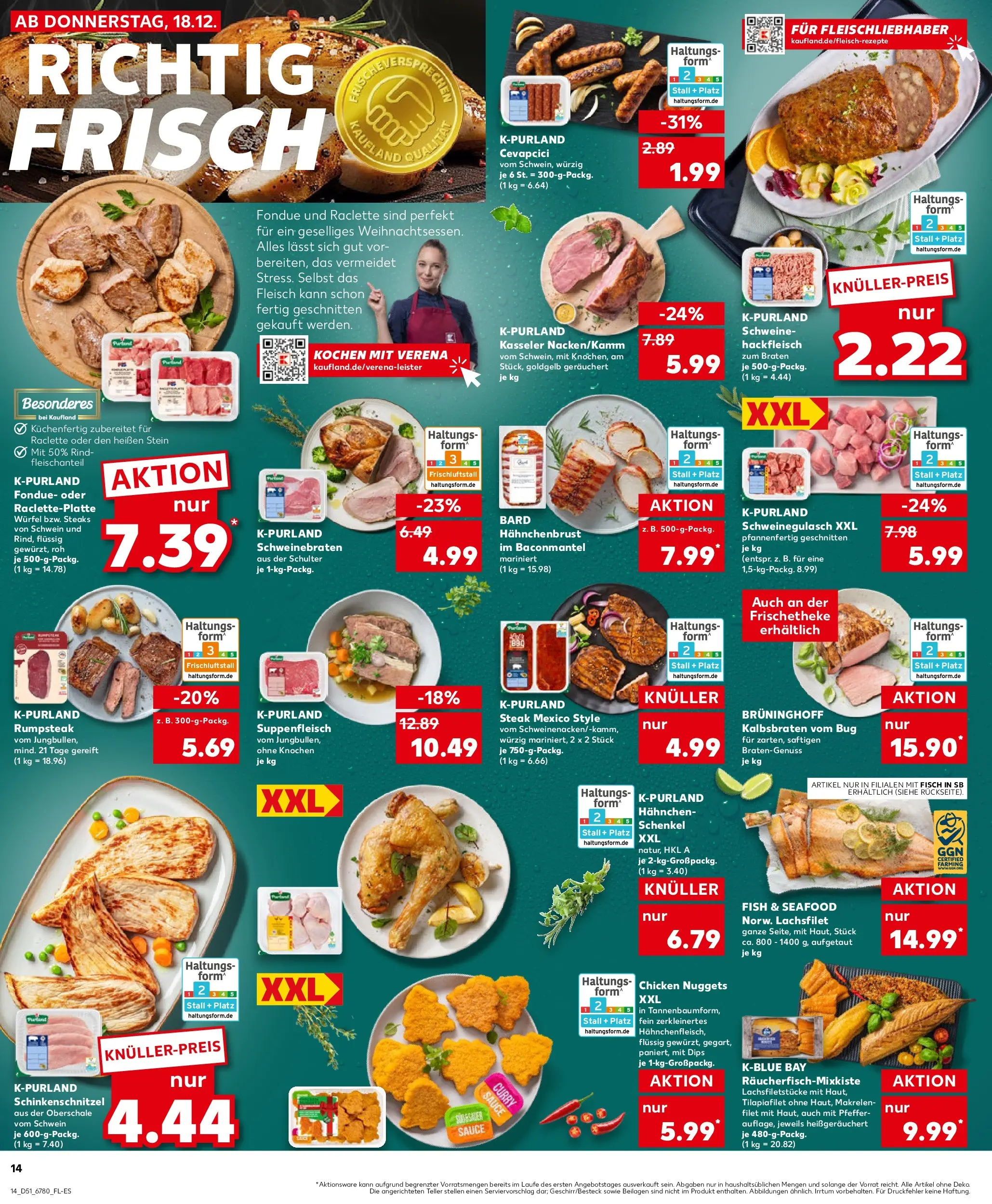 Prospekt Kaufland ab 18.12.2025 » Angebote Online zum Blättern | Seite: 14 | Produkte: Hahnchen, Fisch, Fondue, Hahnchenbrust