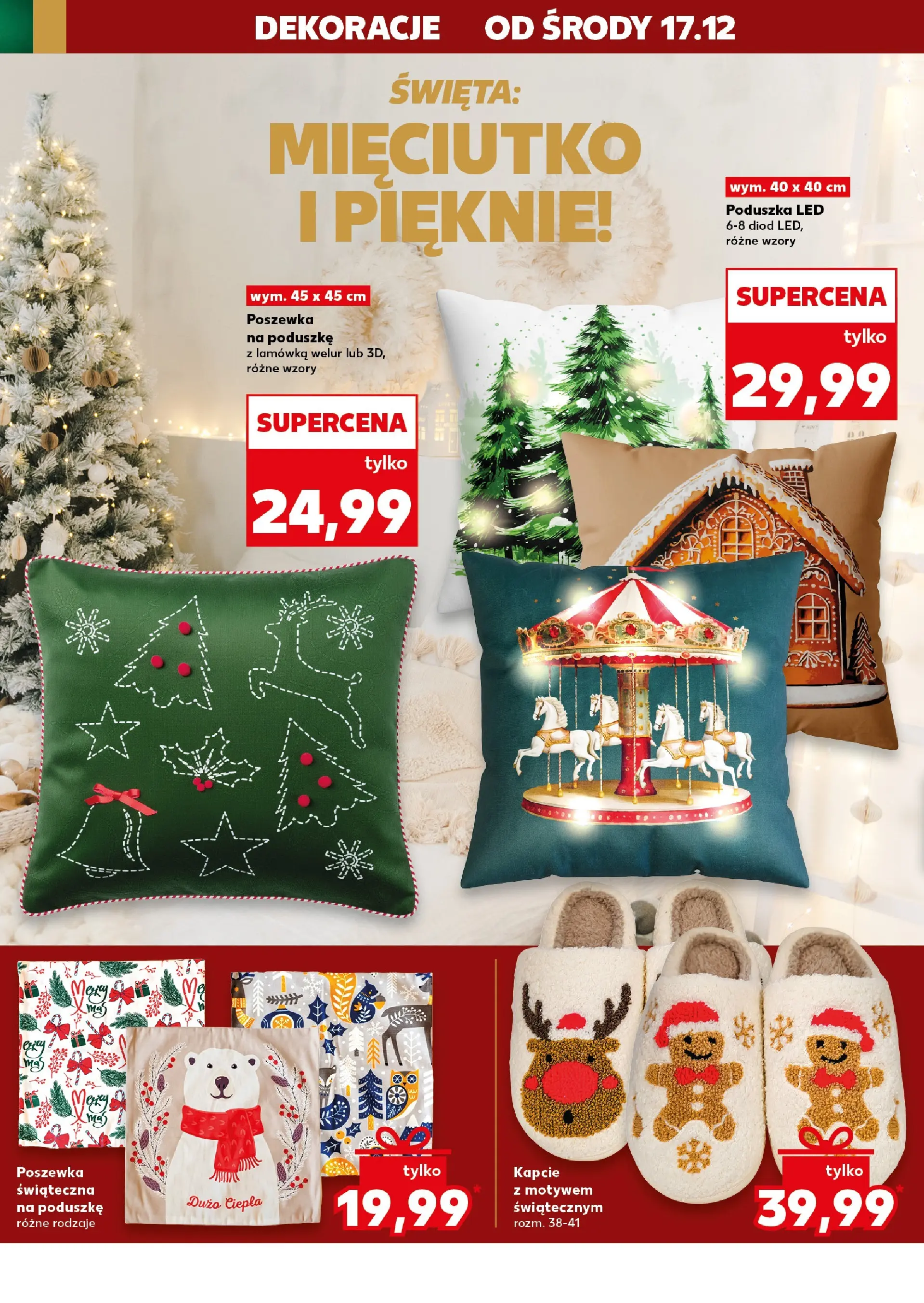 Kaufland gazetka od 17.12.2025 | Boże Narodzenie 🎄🎁 | Strona: 42 | Produkty: Kapcie, Poduszka