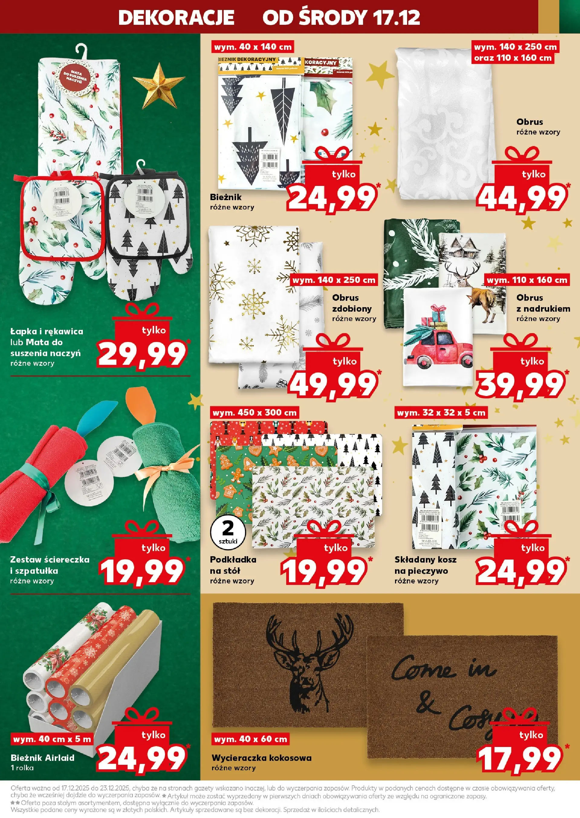 Kaufland gazetka od 17.12.2025 | Boże Narodzenie 🎄🎁 | Strona: 43 | Produkty: Pieczywo, Stół, Kosz, Wycieraczka