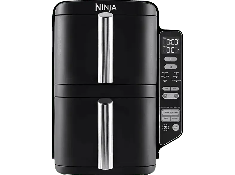 Ninja SL300EU Double Stack 2-Ebenen Hei&szlig;luftfritteuse 7,6 l, 2470 Watt, Schwarz