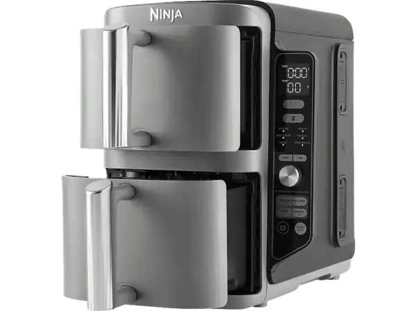 Ninja SL400EU Double Stack 2-Ebenen XL Airfryer Heissluftfritteuse 9,5 l, 2470 Watt, Grau