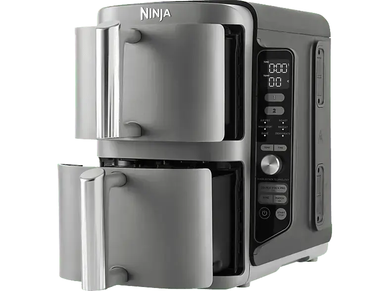 Ninja SL400EU Double Stack 2-Ebenen XL Airfryer Heissluftfritteuse 9,5 l, 2470 Watt, Grau