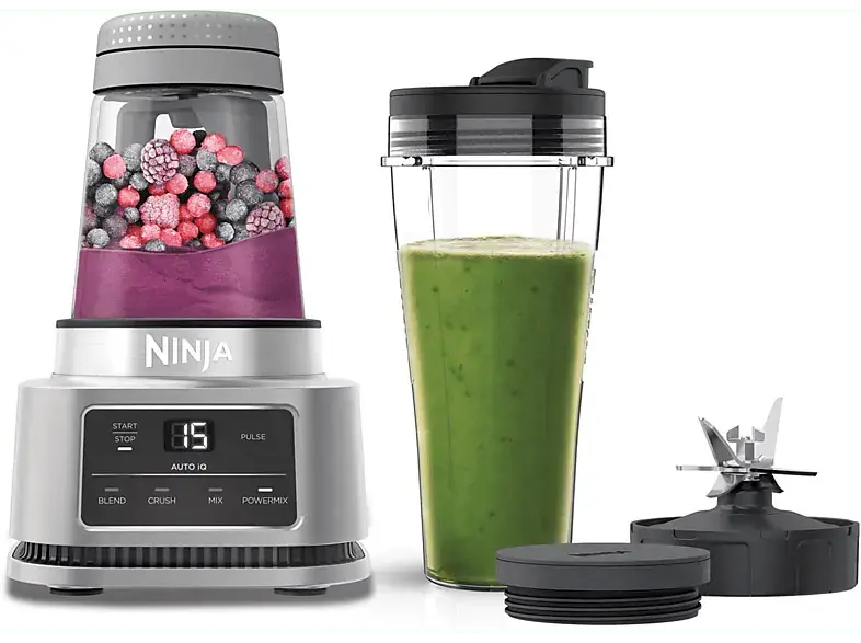 Ninja CB100EU Standmixer (Silber, 1100 Watt, 0.7L Power Nutri Becher, 0.4L Sch&uuml;sse l)