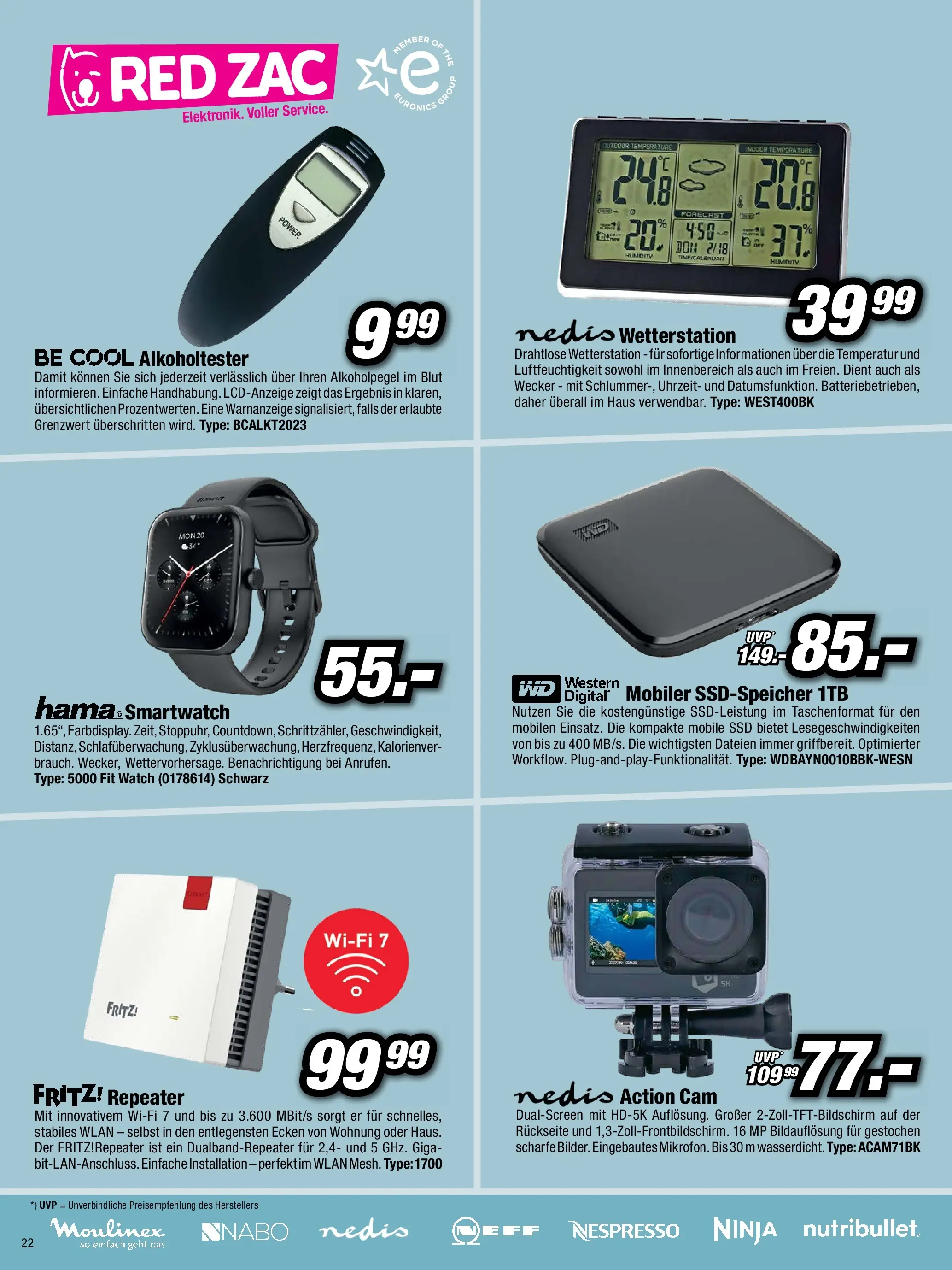 RED ZAC Flugblatt von 29.12.2025 - Aktuelle Angebote | Seite: 22 | Produkte: Wecker, Wetterstation, Smartwatch