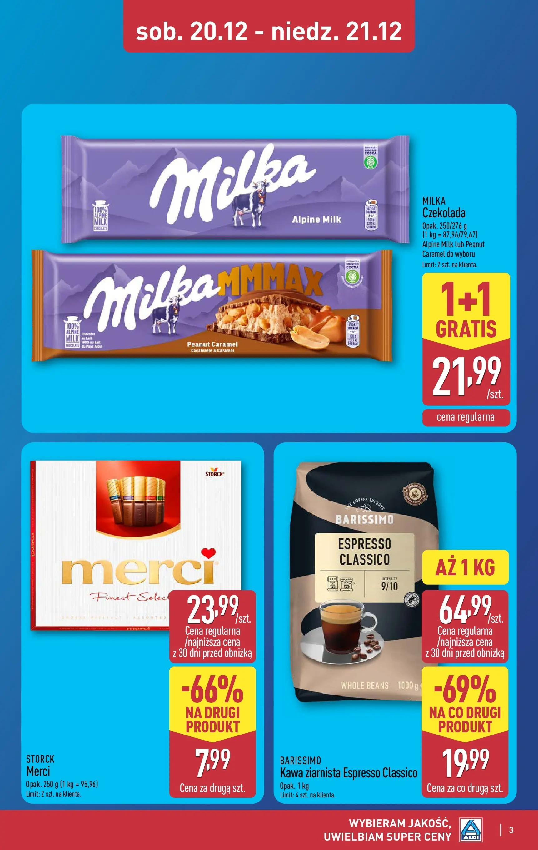Aldi gazetka od 18.12.2025 | Boże Narodzenie 🎄🎁 | Strona: 3 | Produkty: Kawa ziarnista, Merci, Kawa, Czekolada