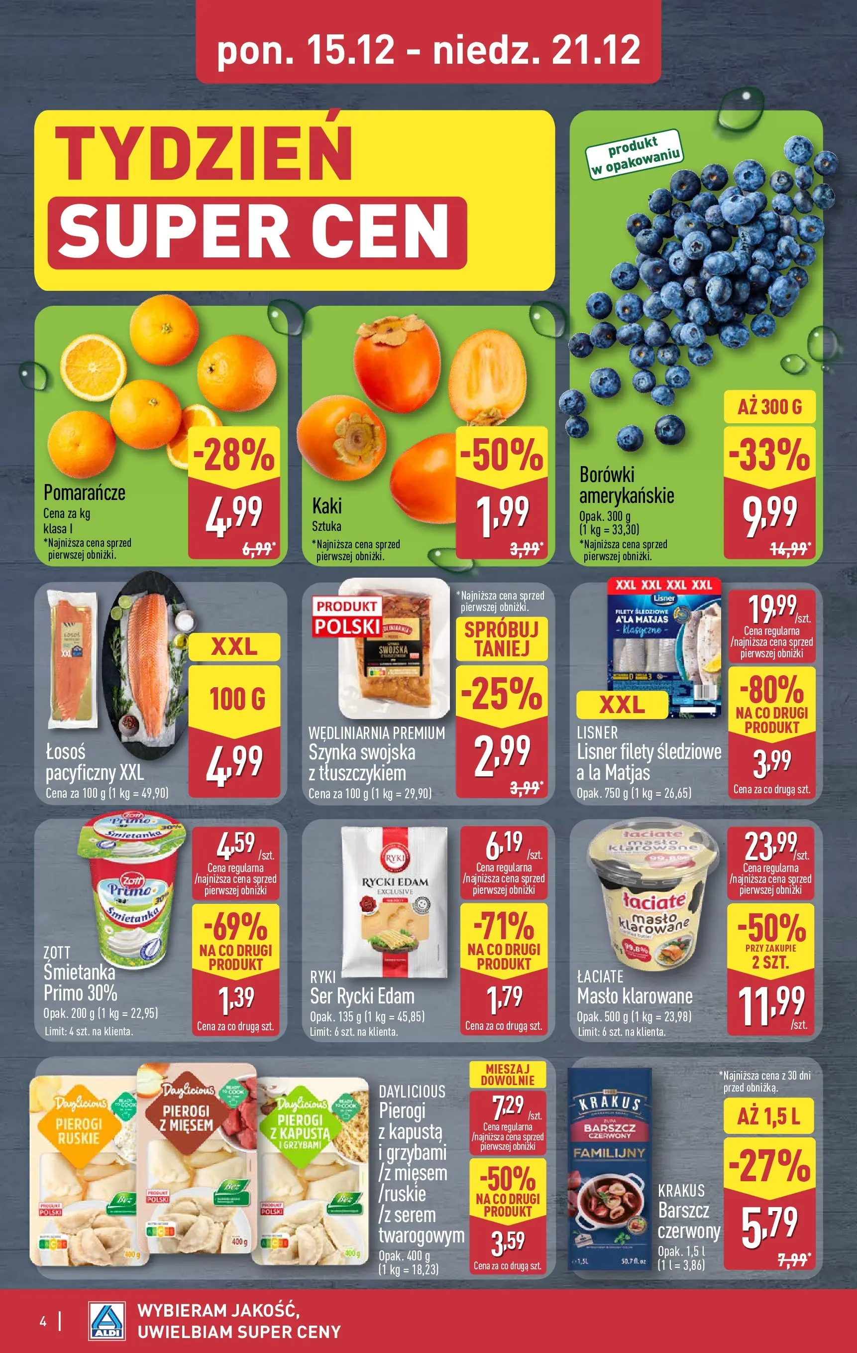 Aldi gazetka od 18.12.2025 | Boże Narodzenie 🎄🎁 | Strona: 4 | Produkty: Barszcz, Kapusta, Pierogi, Pomarańcze